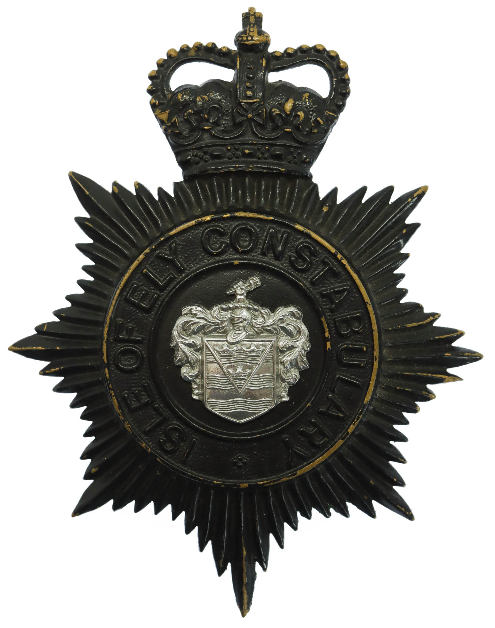 Isle of Ely Constabulary Night Helmet Plate - Queen's Crown