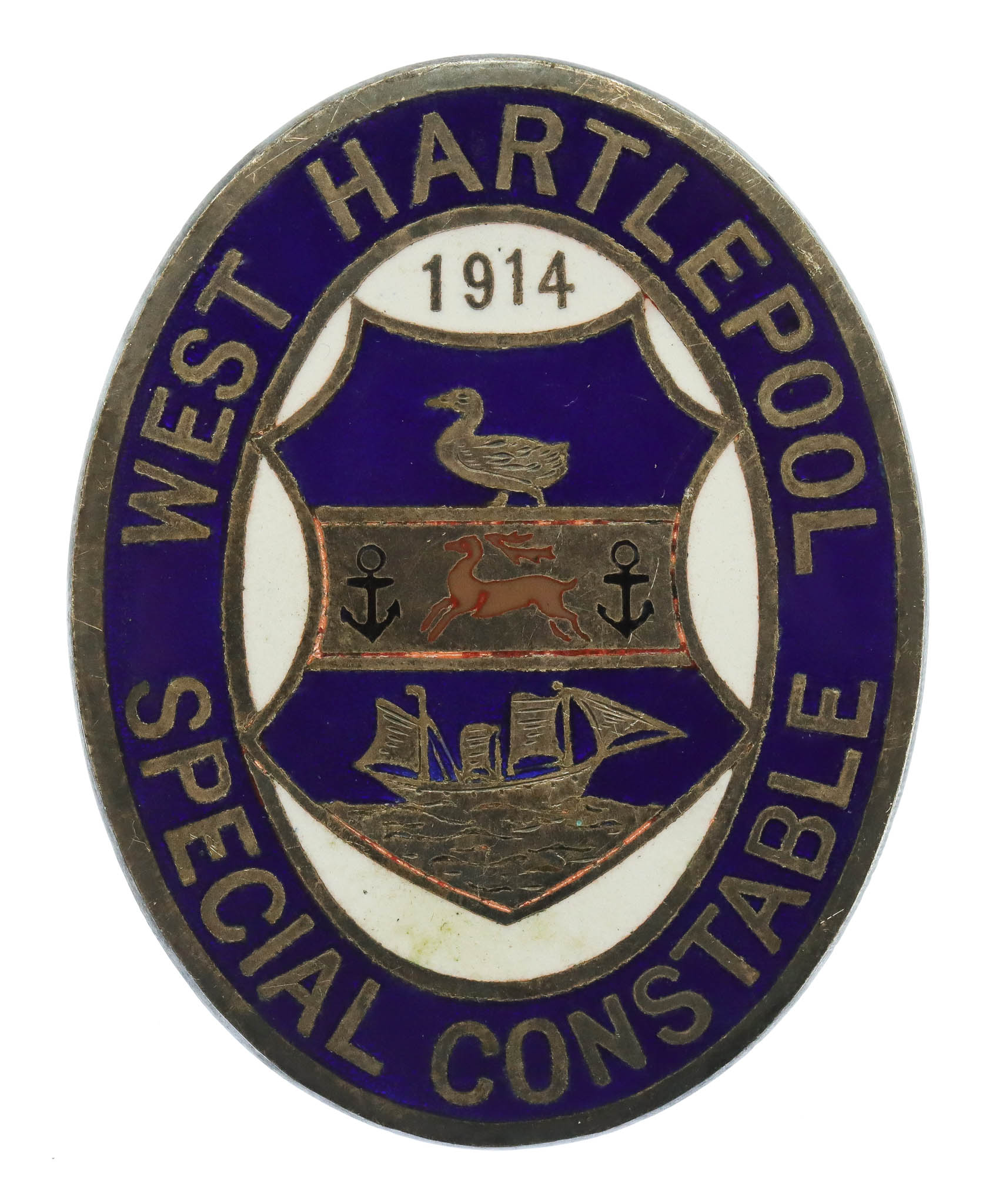 WW1 1914 West Hartlepool Special Constable Enamelled Lapel Badge
