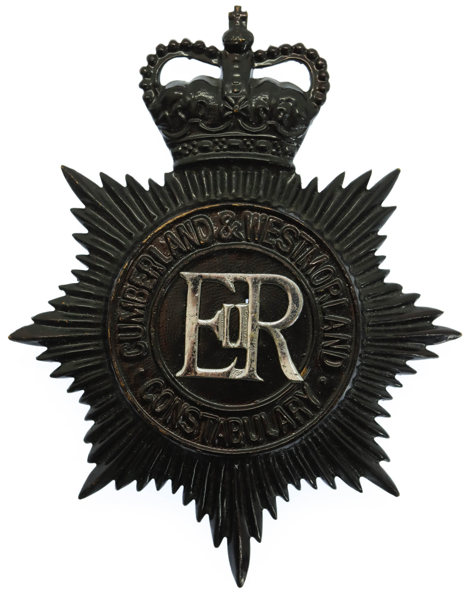 Cumberland & Westmoreland Constabulary Night Helmet Plate - Queen's Crown
