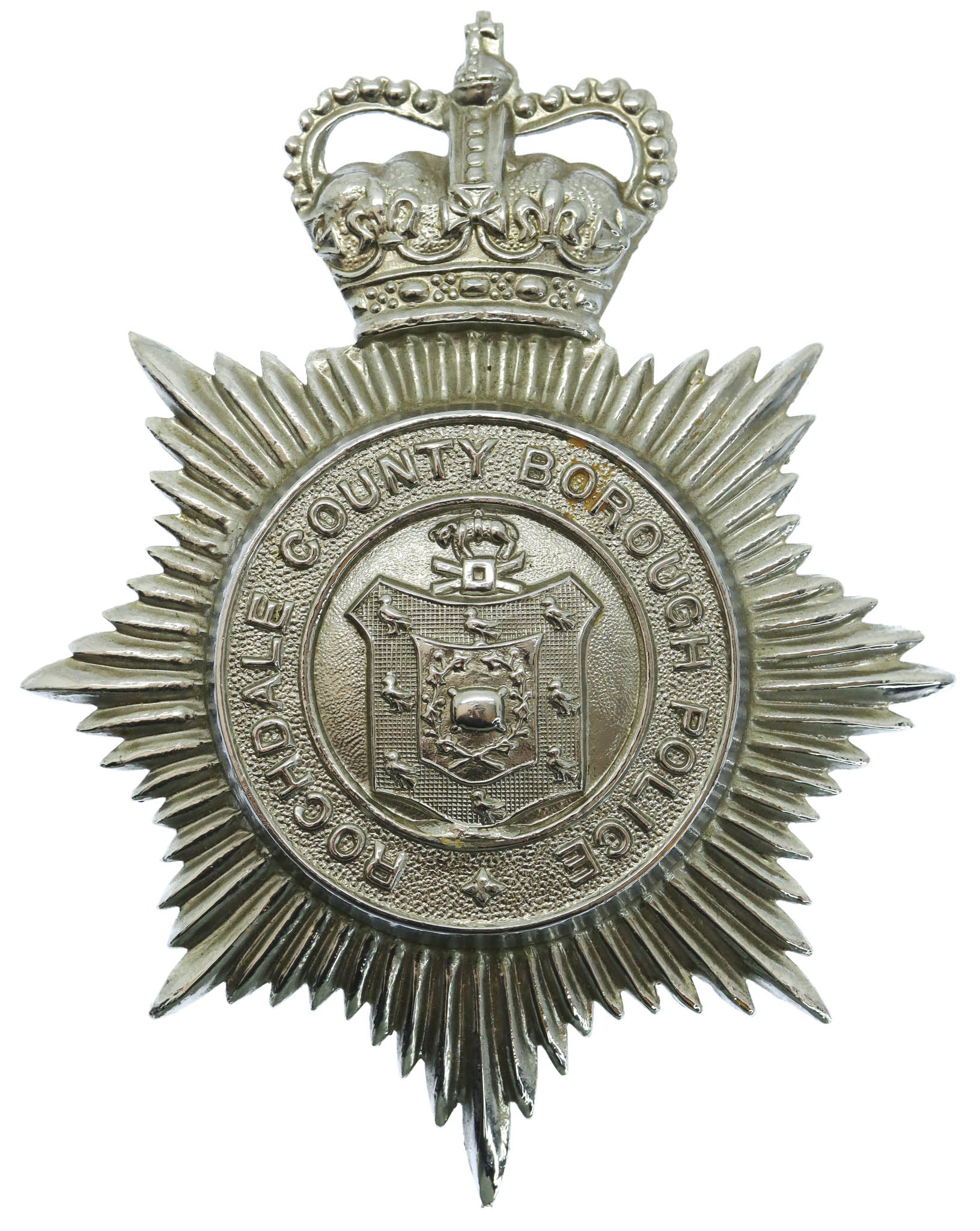 Rochdale County Borough Police Helmet Plate - Queen's Crown