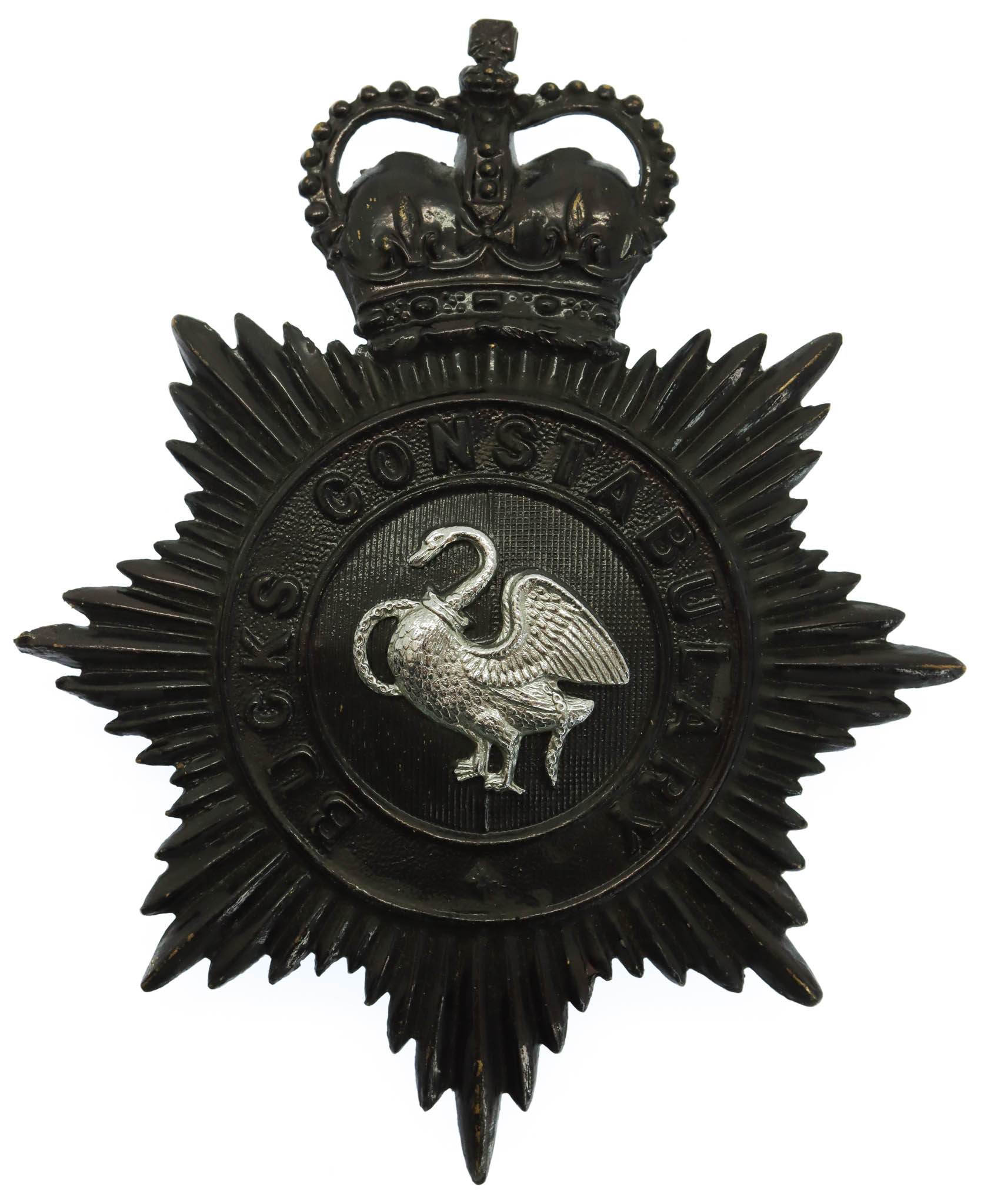 Buckinghamshire Constabulary Night Helmet Plate - Queen's Crown
