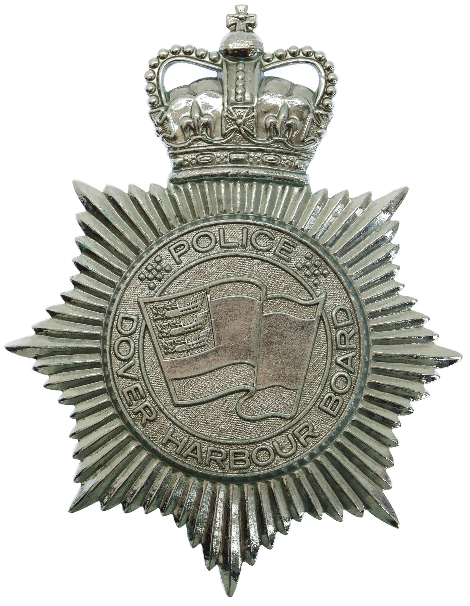 Dover Harbour Board Police Helmet Plate - Queen's Crown