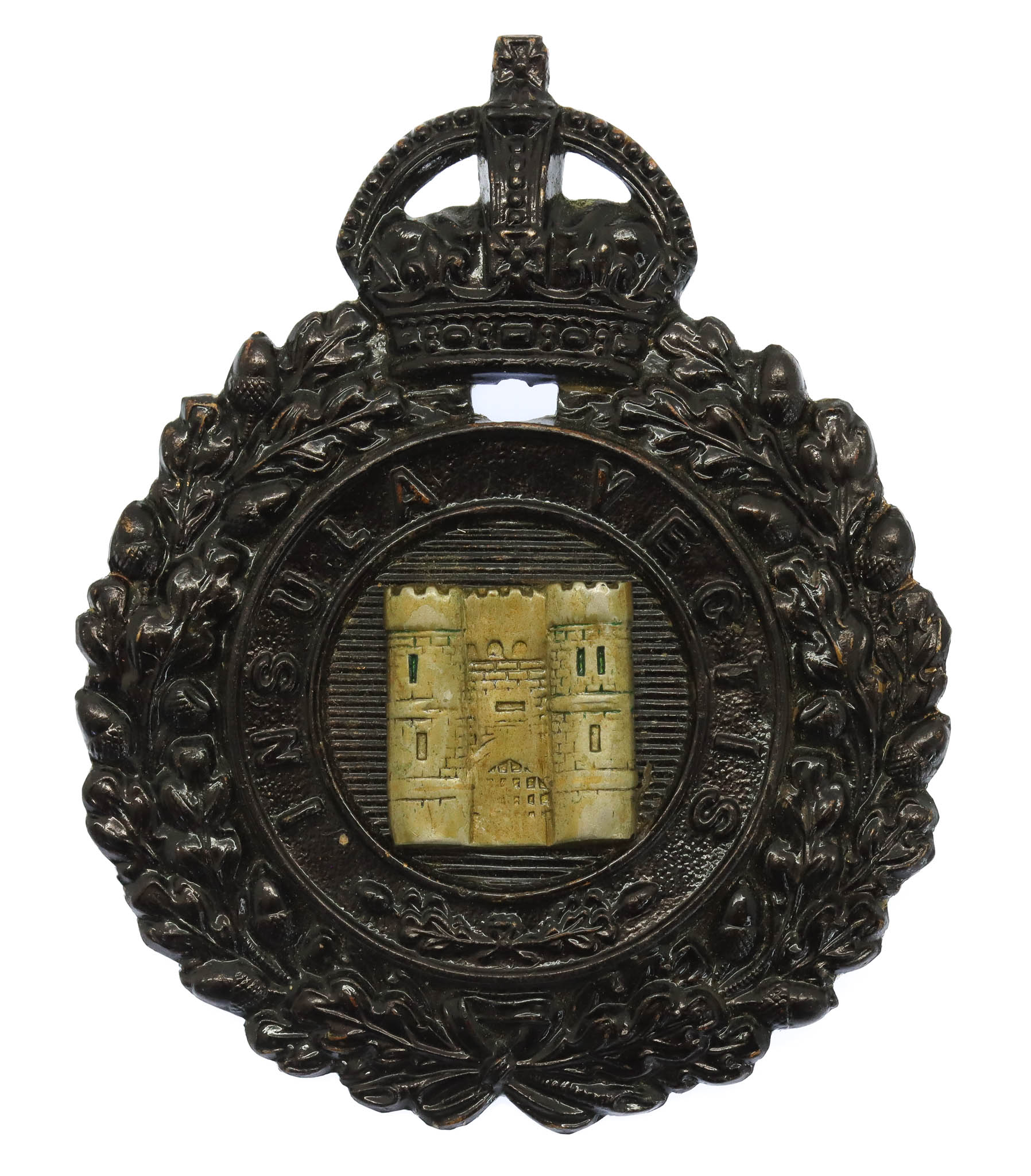 Isle of Wight Police Black Wreath Helmet Plate - King's Crown