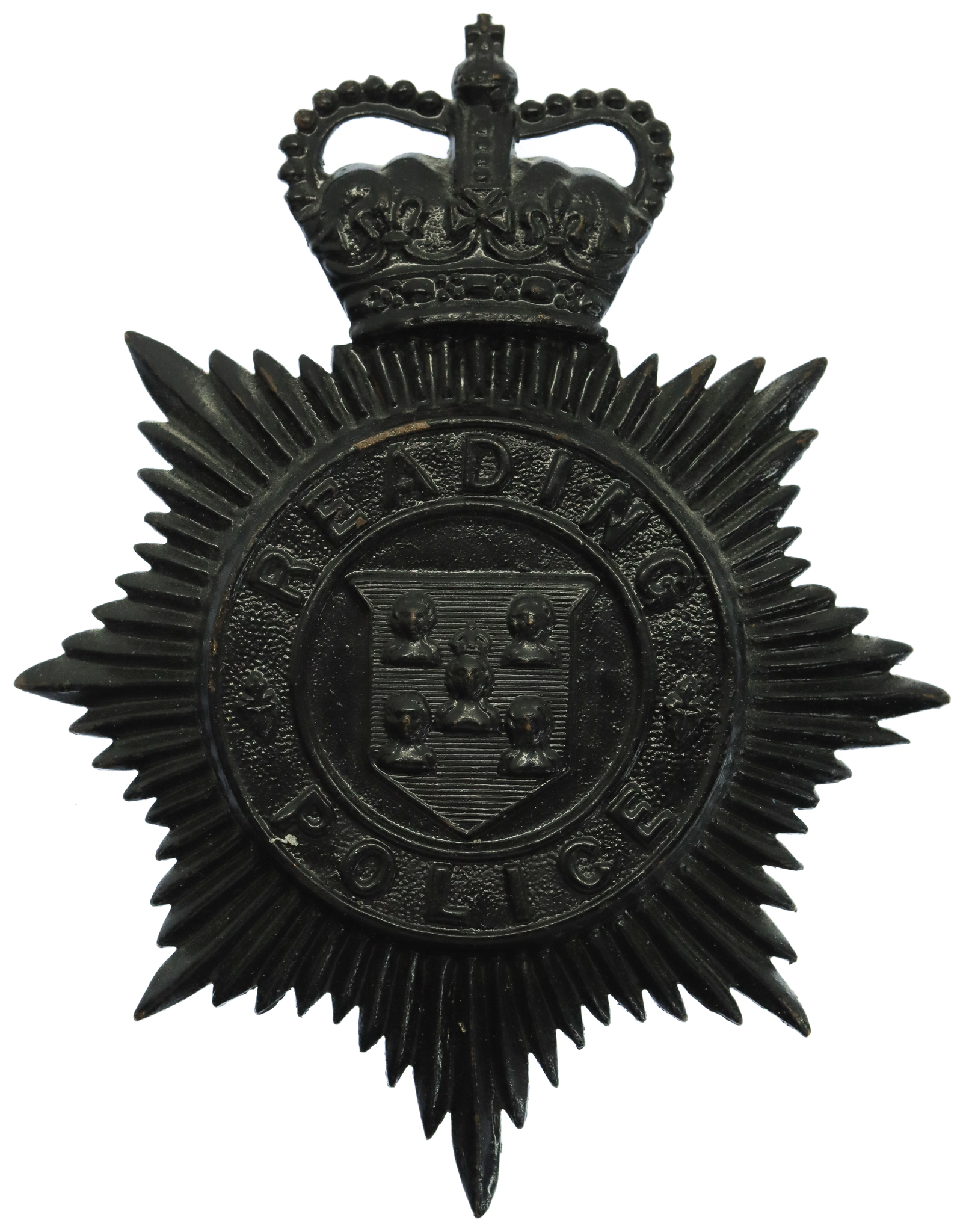 Reading Borough Police Night Helmet Plate - Queen's Crown