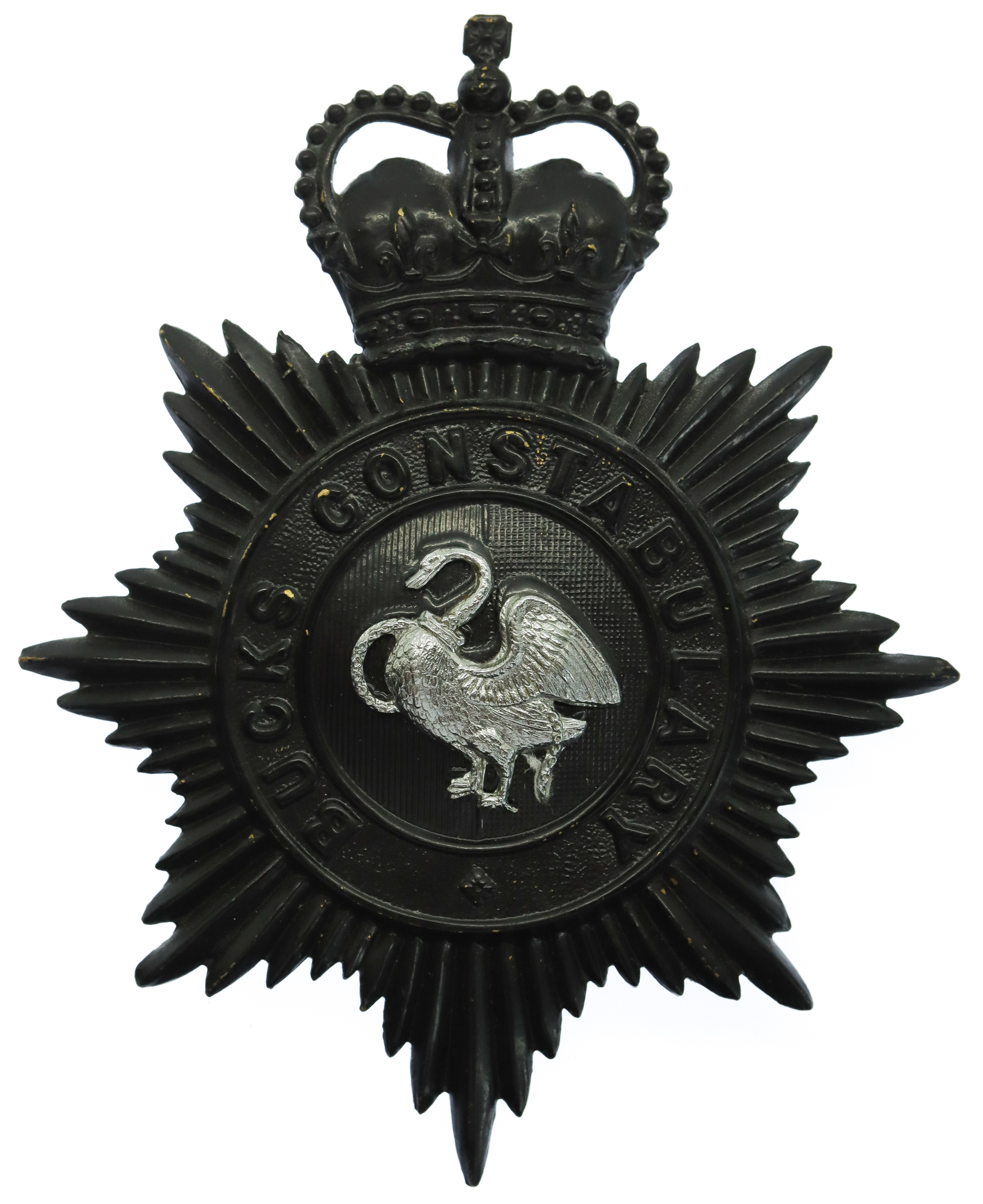 Buckinghamshire Constabulary Night Helmet Plate - Queen's Crown