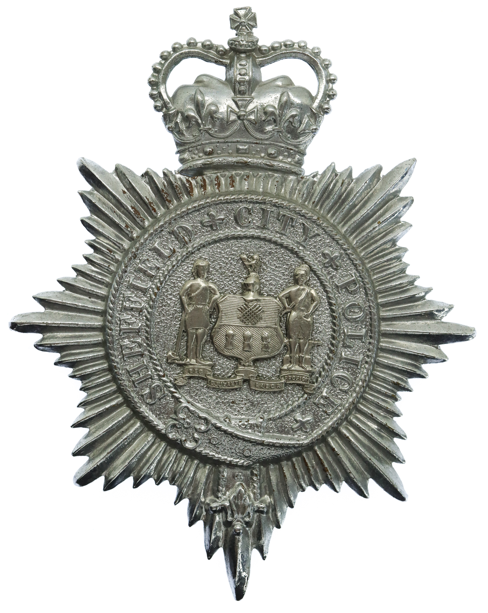 Sheffield City Police Helmet Plate - Queen's Crown