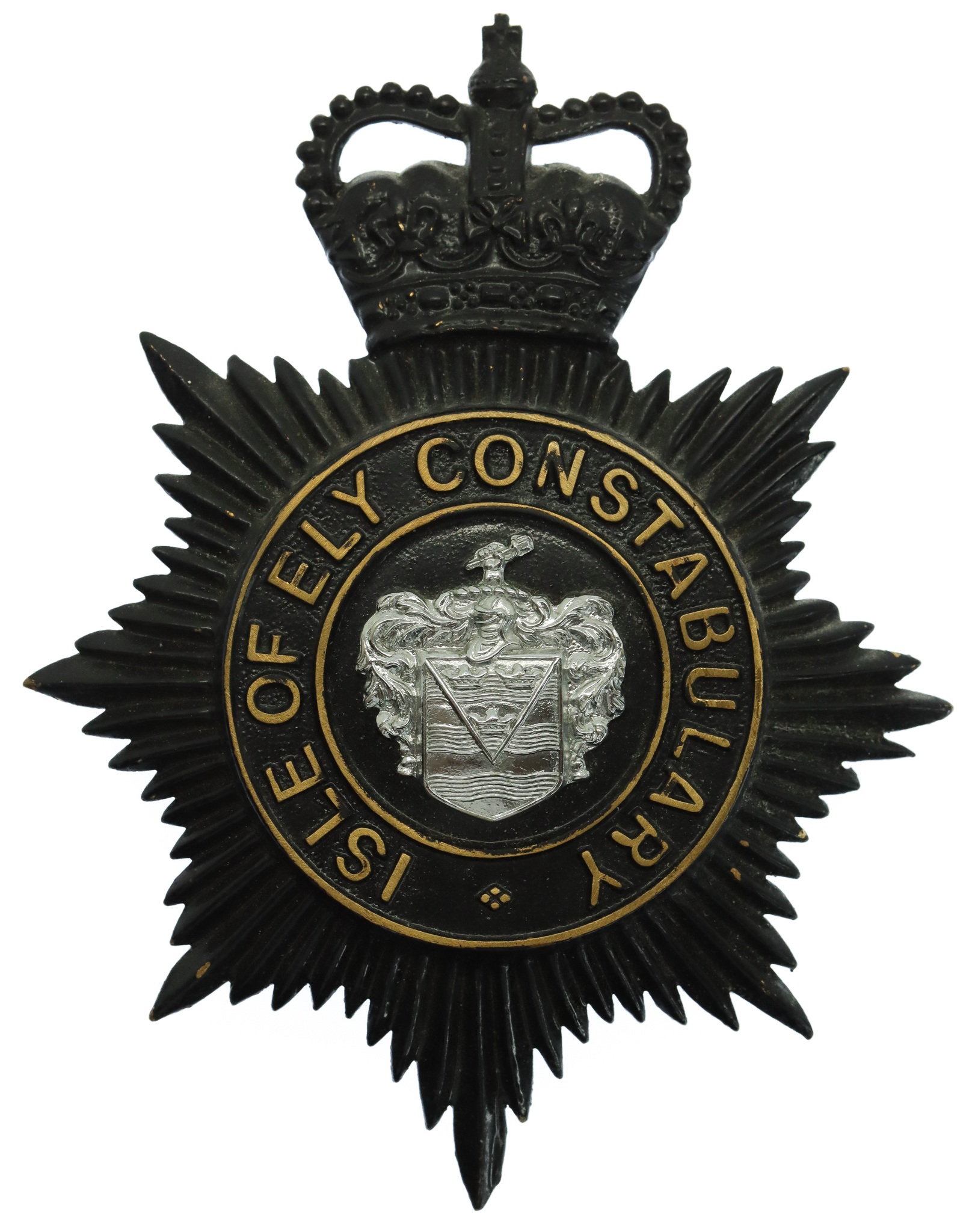 Isle of Ely Constabulary Helmet Plate - Queen's Crown