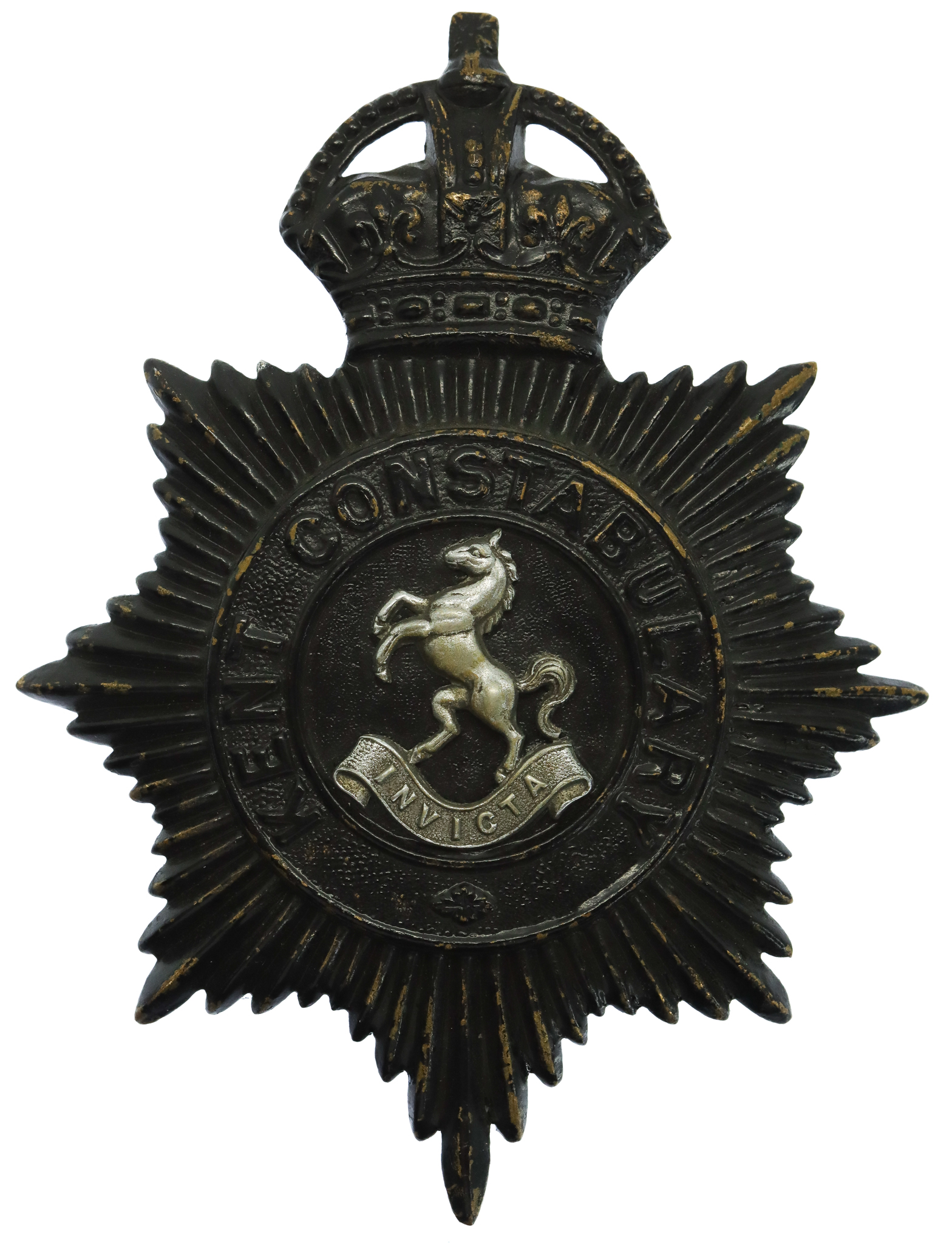 Kent Constabulary Night Helmet Plate - King's Crown