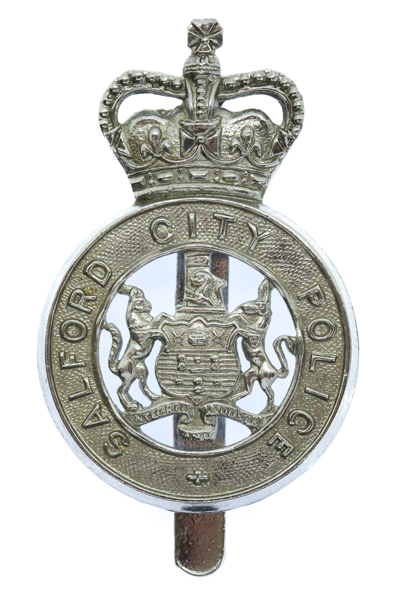 Salford City Police Cap Badge - Queen's Crown