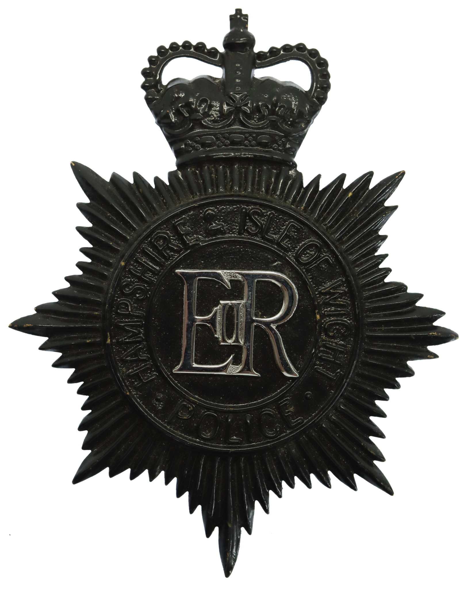 Hampshire & Isle of Wight Police Night Helmet Plate - Queen's Crown