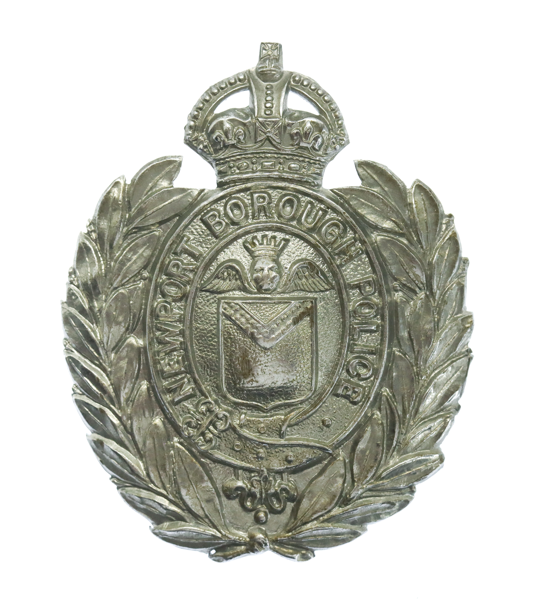 Newport Borough Police Wreath Cap Badge - King's Crown