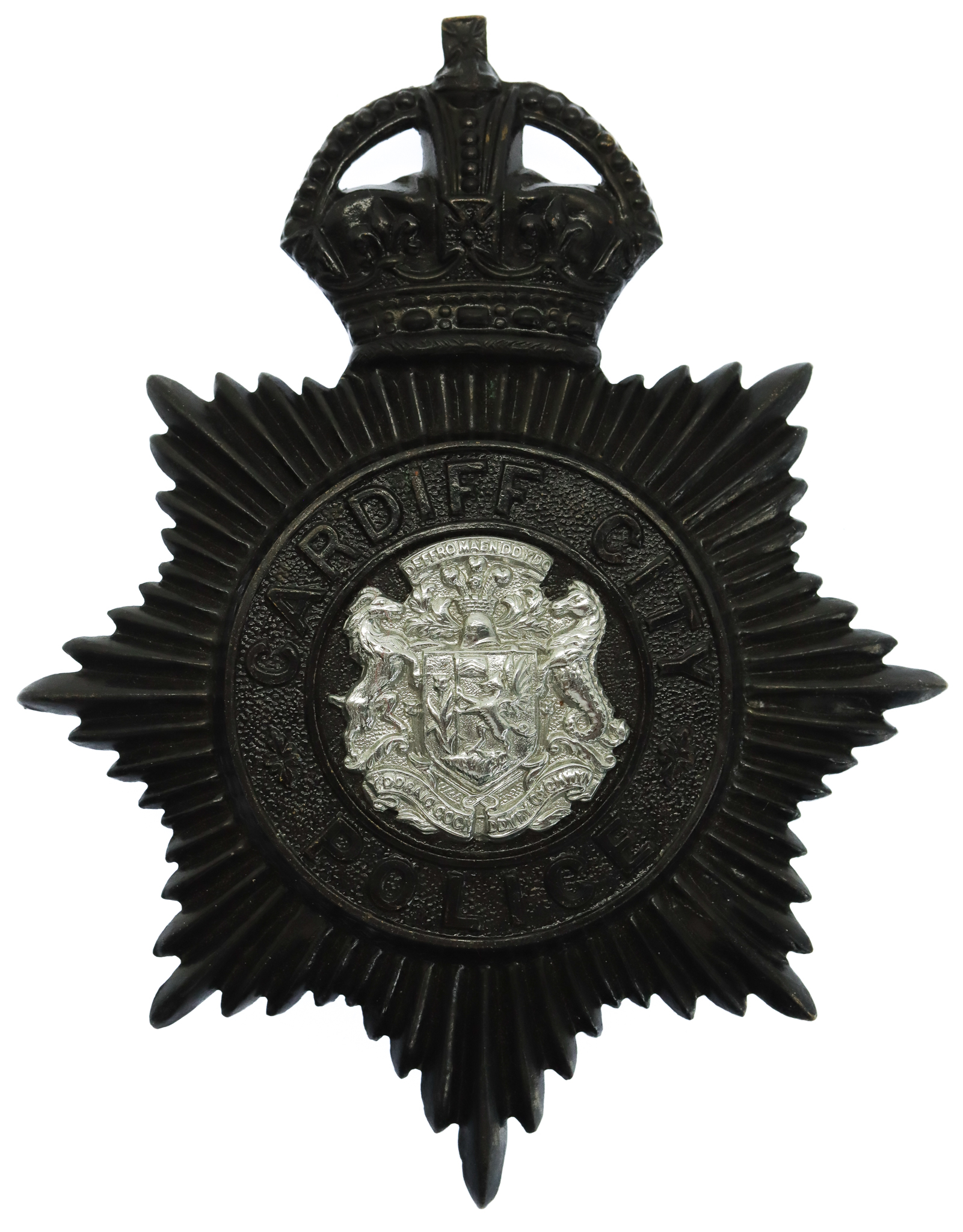 Cardiff City Police Night Helmet Plate - King's Crown