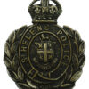St. Helens Borough Police Blackened Wreath Helmet Plate - King's Crown