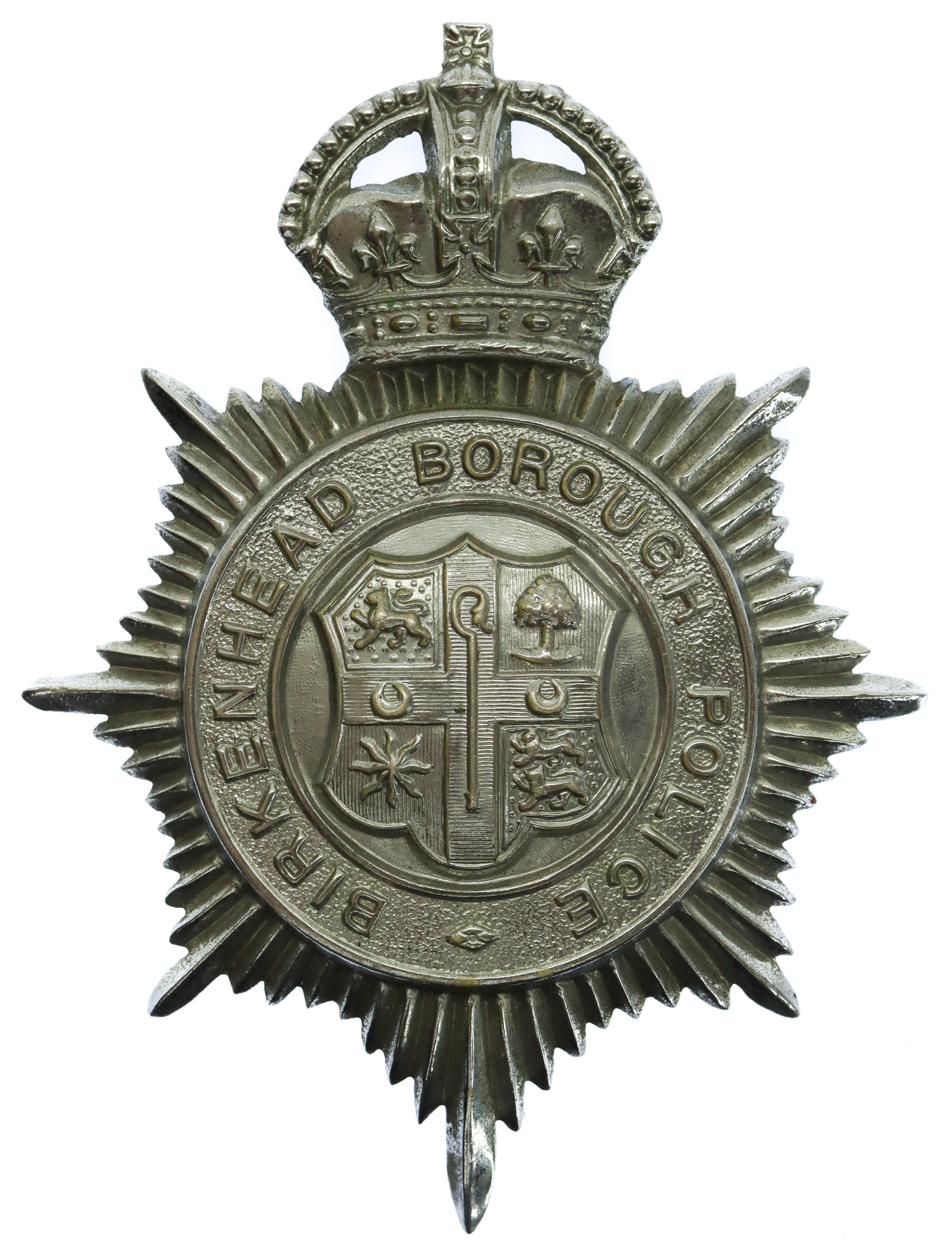 Birkenhead Borough Police Helmet Plate - King's Crown