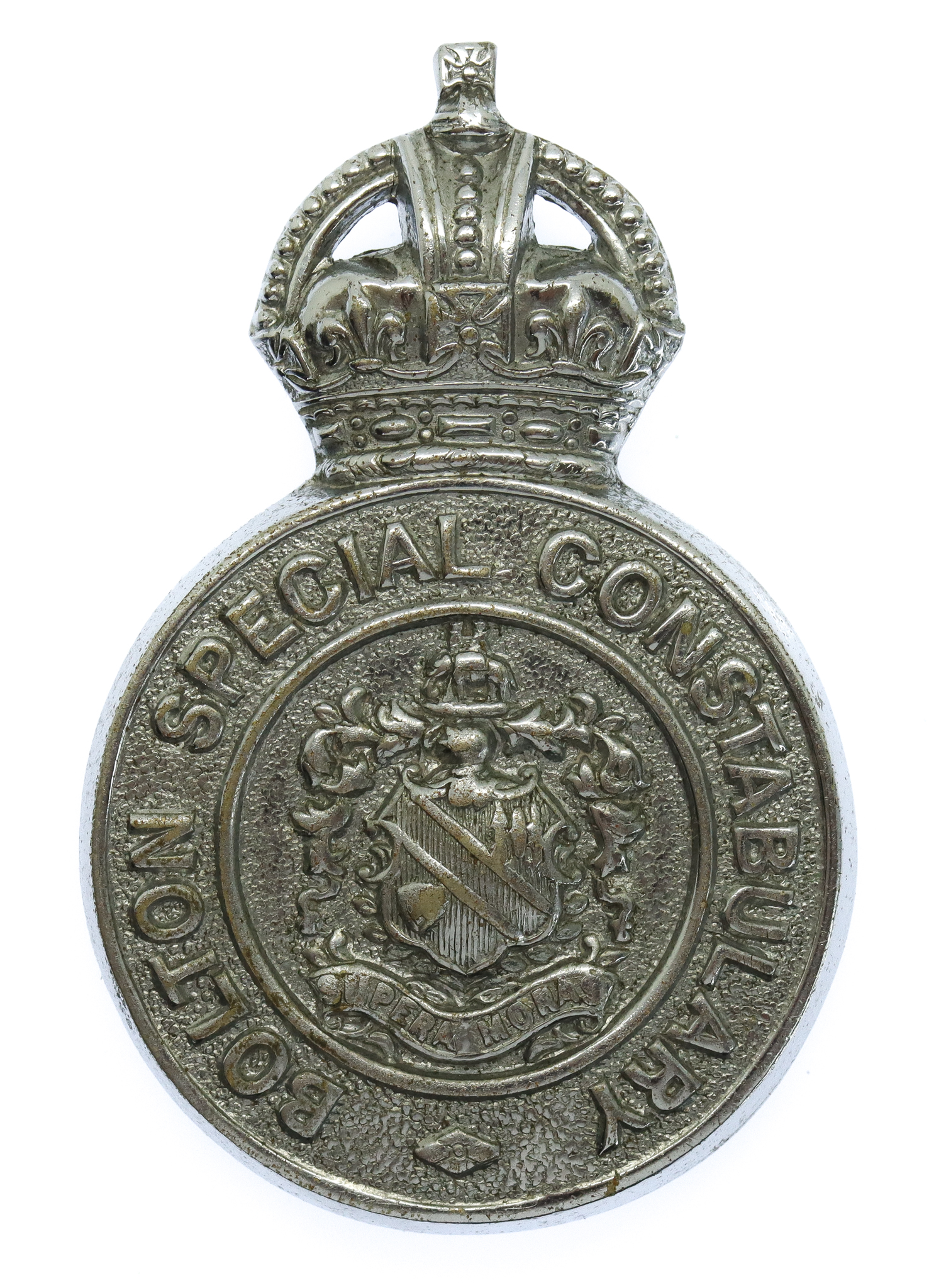 Bolton Special Constabulary Chrome Lapel/Cap Badge - King's Crown
