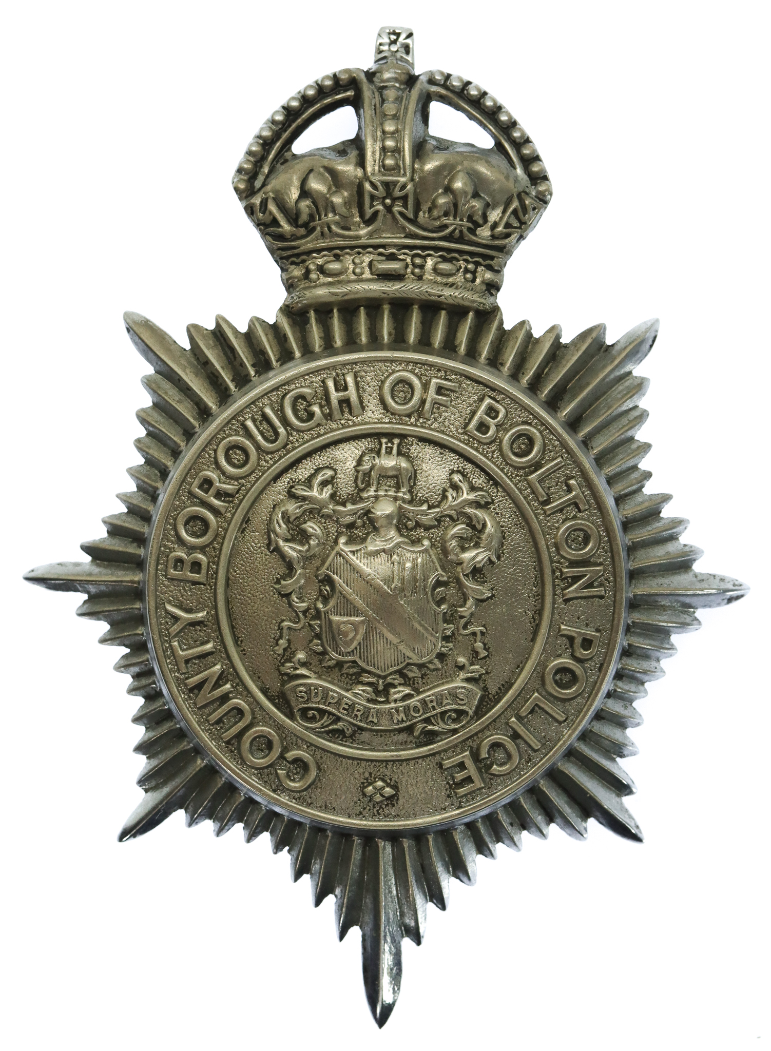 County Borough of Bolton Police Helmet Plate - King's Crown