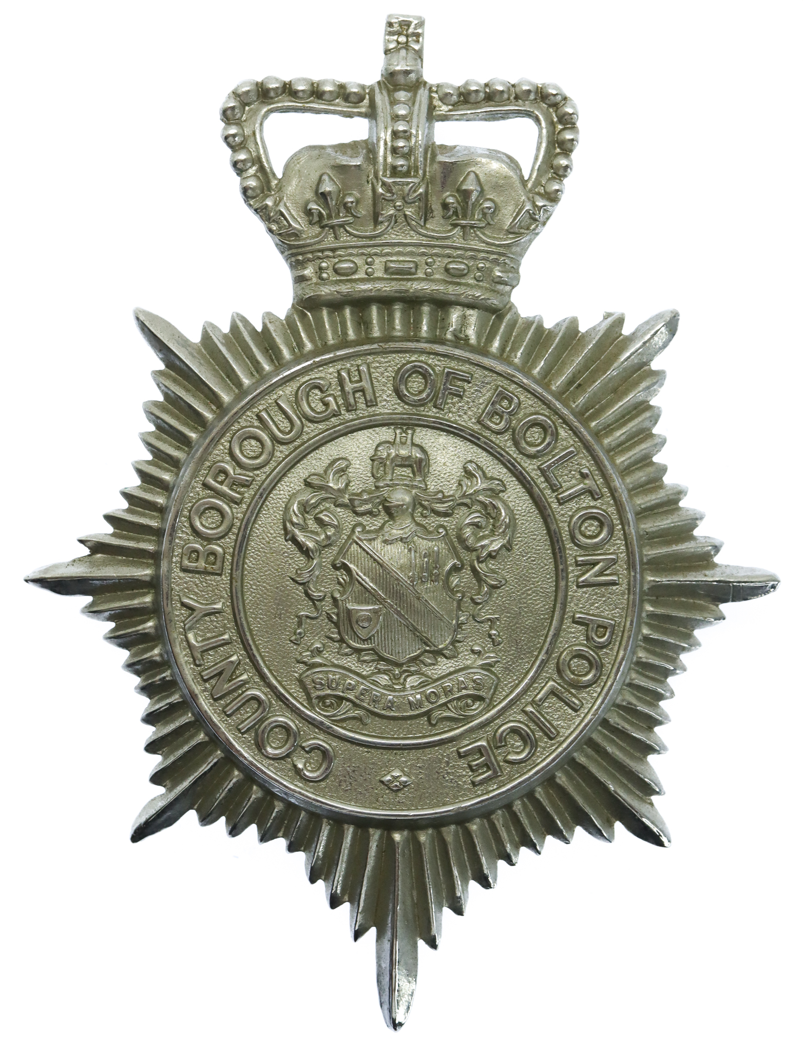 County Borough of Bolton Police Helmet Plate - Queen's Crown
