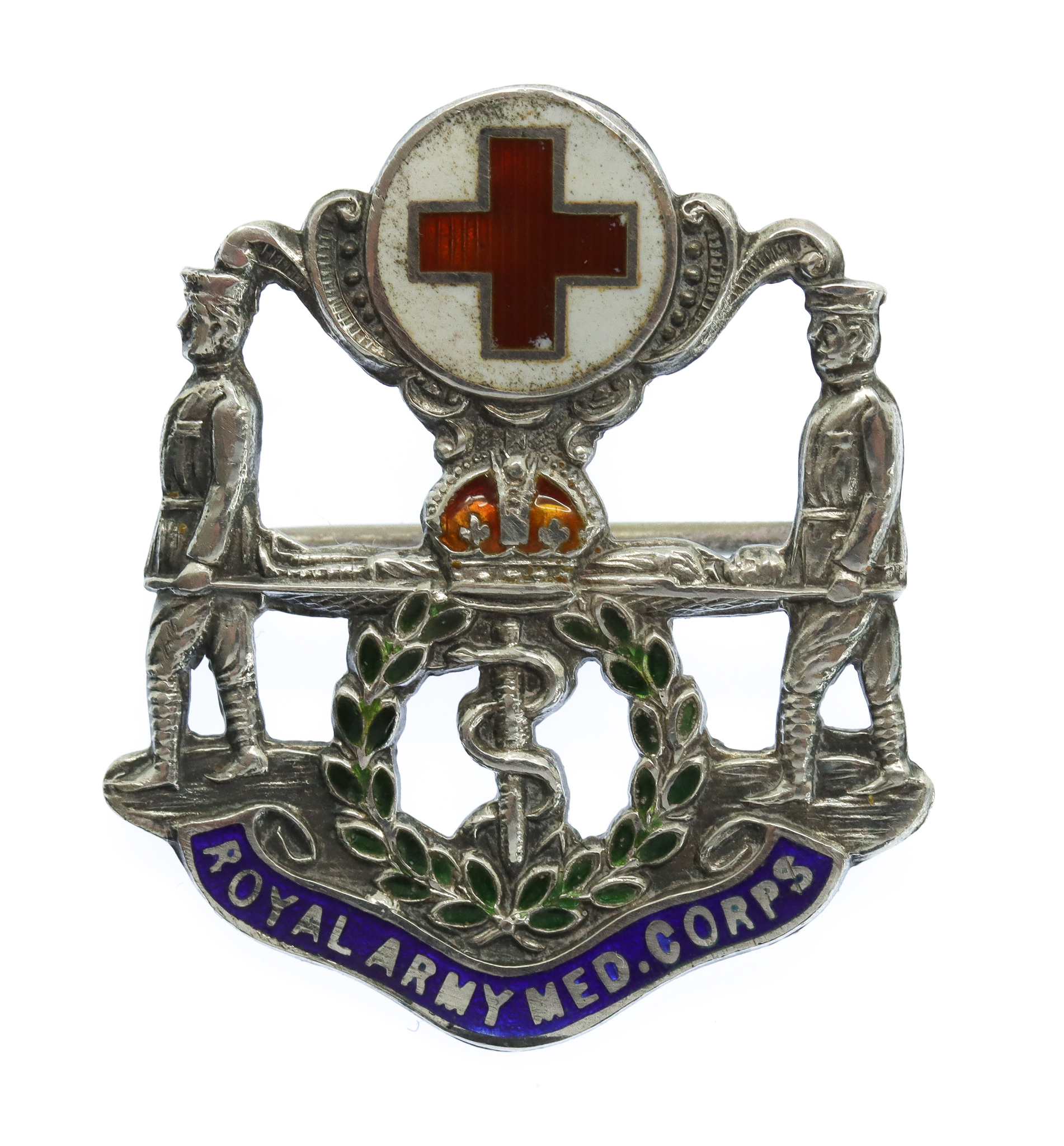 Royal Army Medical Corps (R.A.M.C.) Silver & Enamel Sweetheart Brooch
