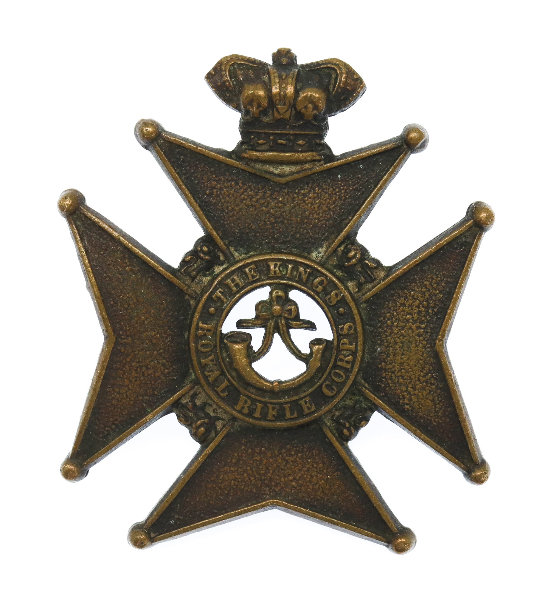 Victorian King's Royal Rifle Corps (K.R.R.C.) Militia Small Cap Badge