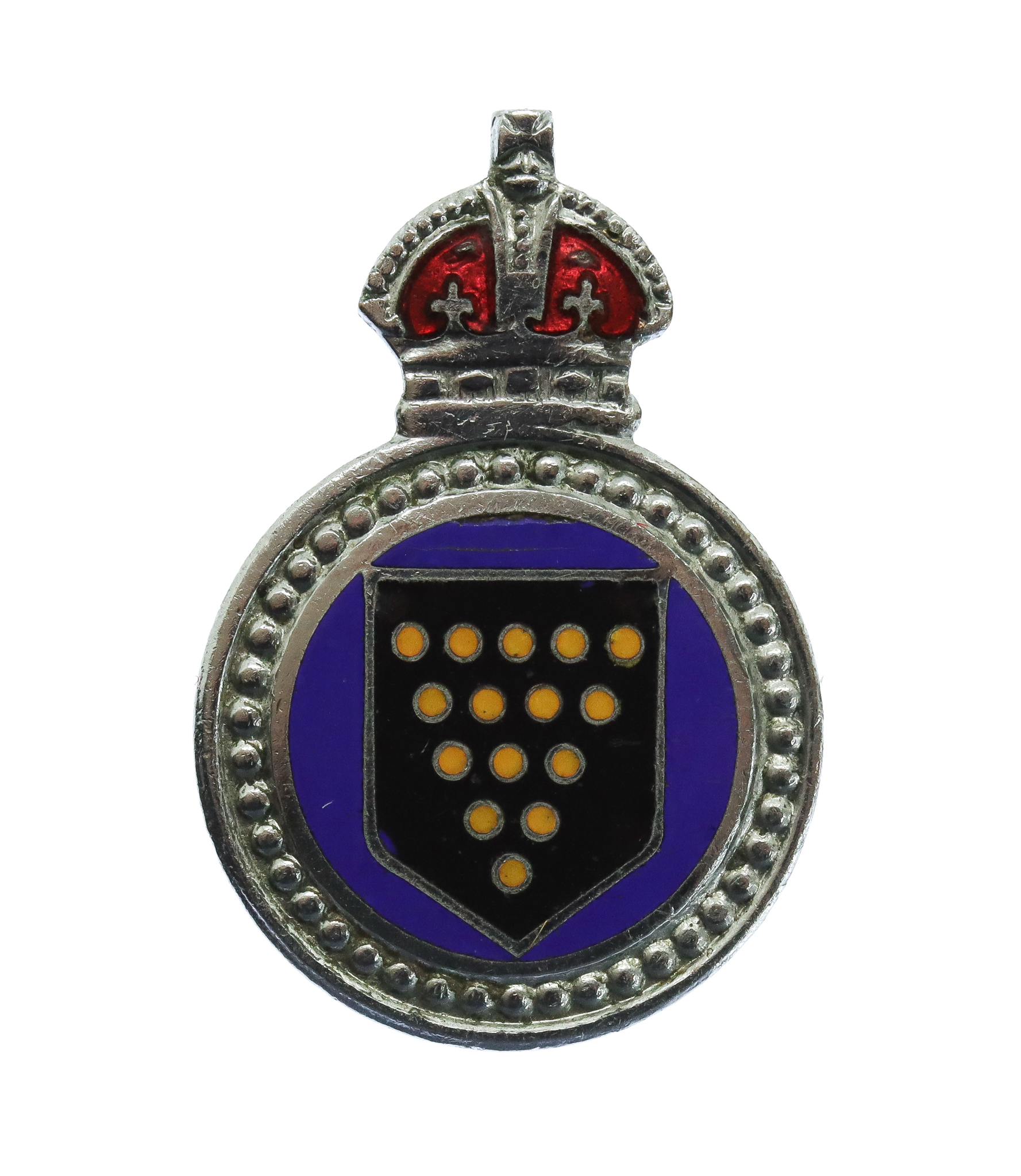 Cornwall Constabulary Police War Reserve Enamelled Lapel Badge - King's Crown