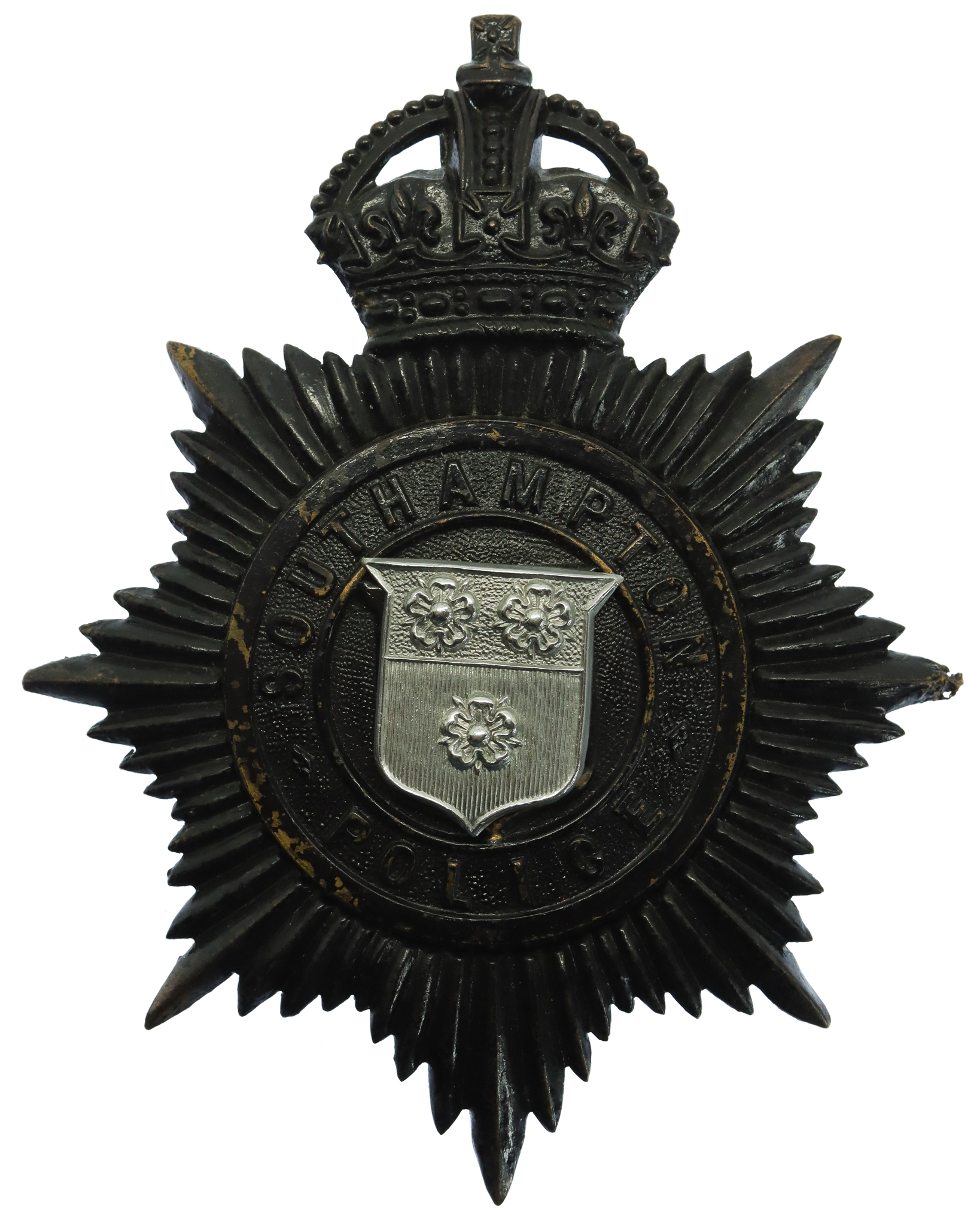 Southampton Police Night Helmet Plate - King's Crown