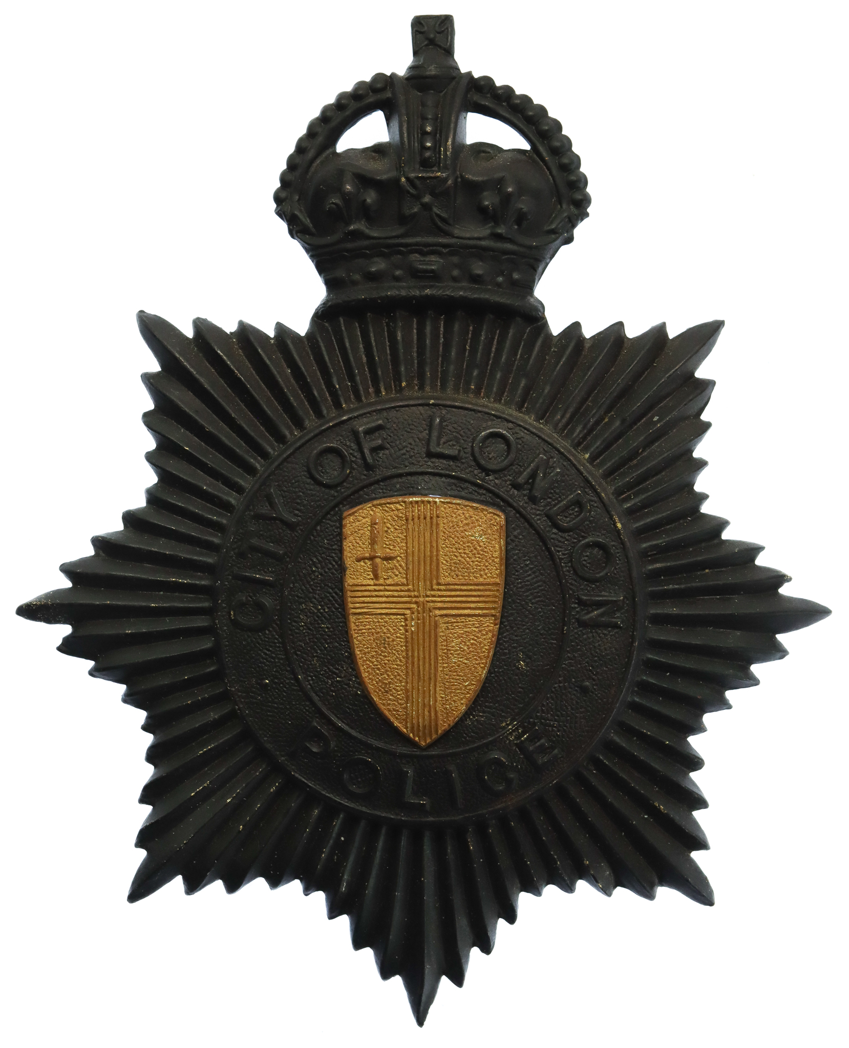 City of London Police Black Star Helmet Plate - King's Crown