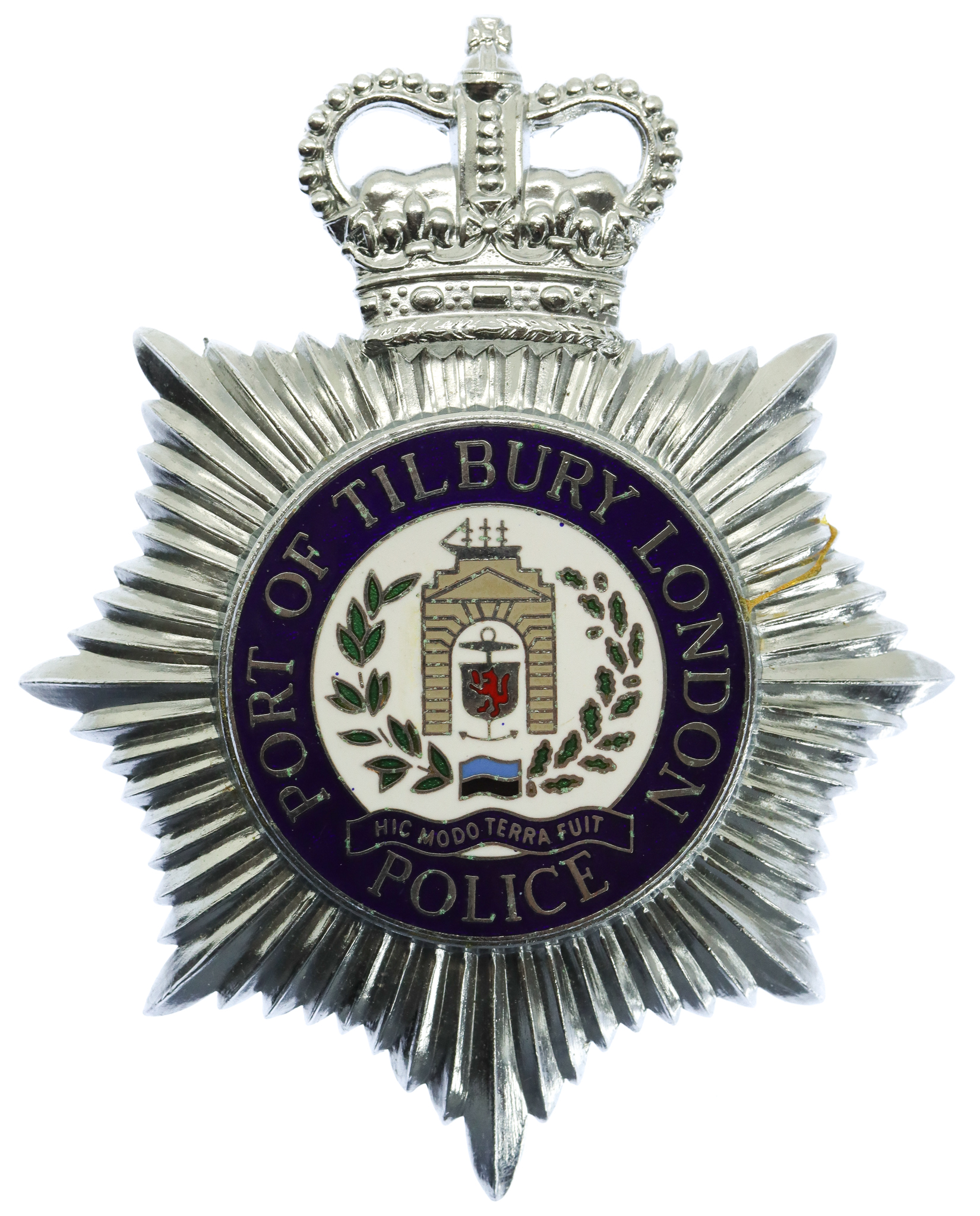 Port of Tilbury London Police Enamelled Helmet Plate - Queen's Crown