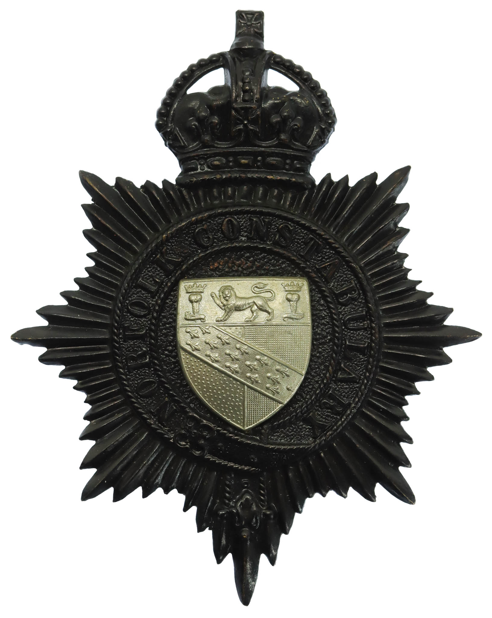 Norfolk Constabulary Night Helmet Plate - King's Crown