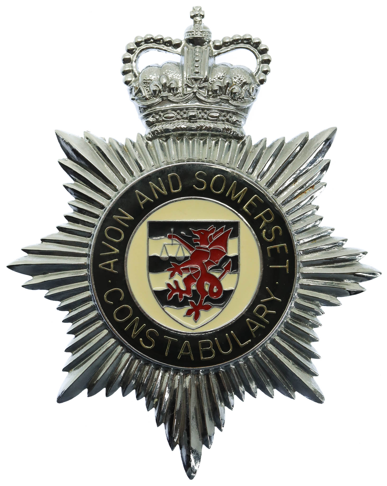Avon and Somerset Constabulary Enamelled Helmet Plate - Queen's Crown