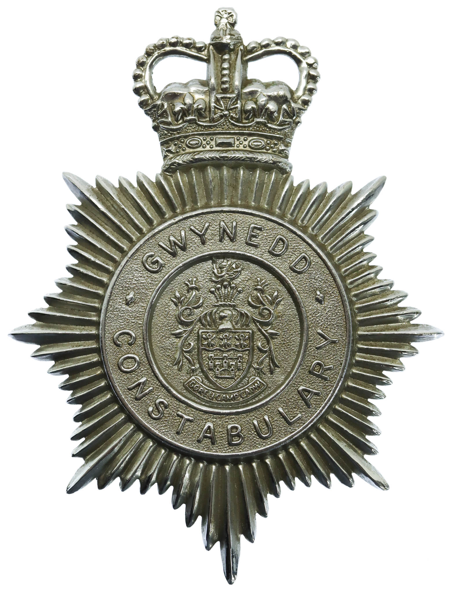 Gwynedd Constabulary Helmet Plate - Queen's Crown