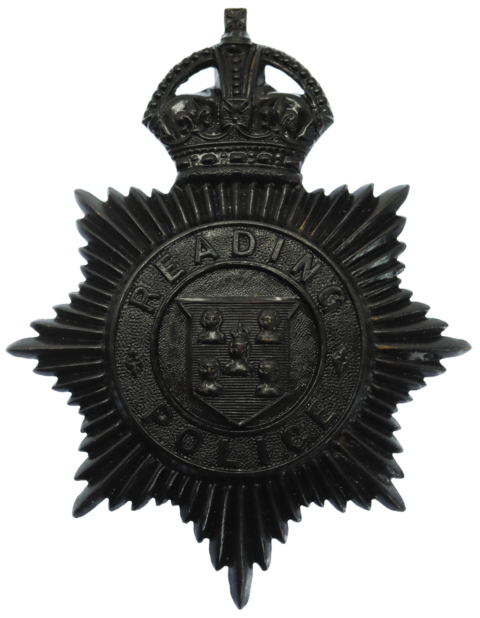 Reading Borough Police Night Helmet Plate - King's Crown