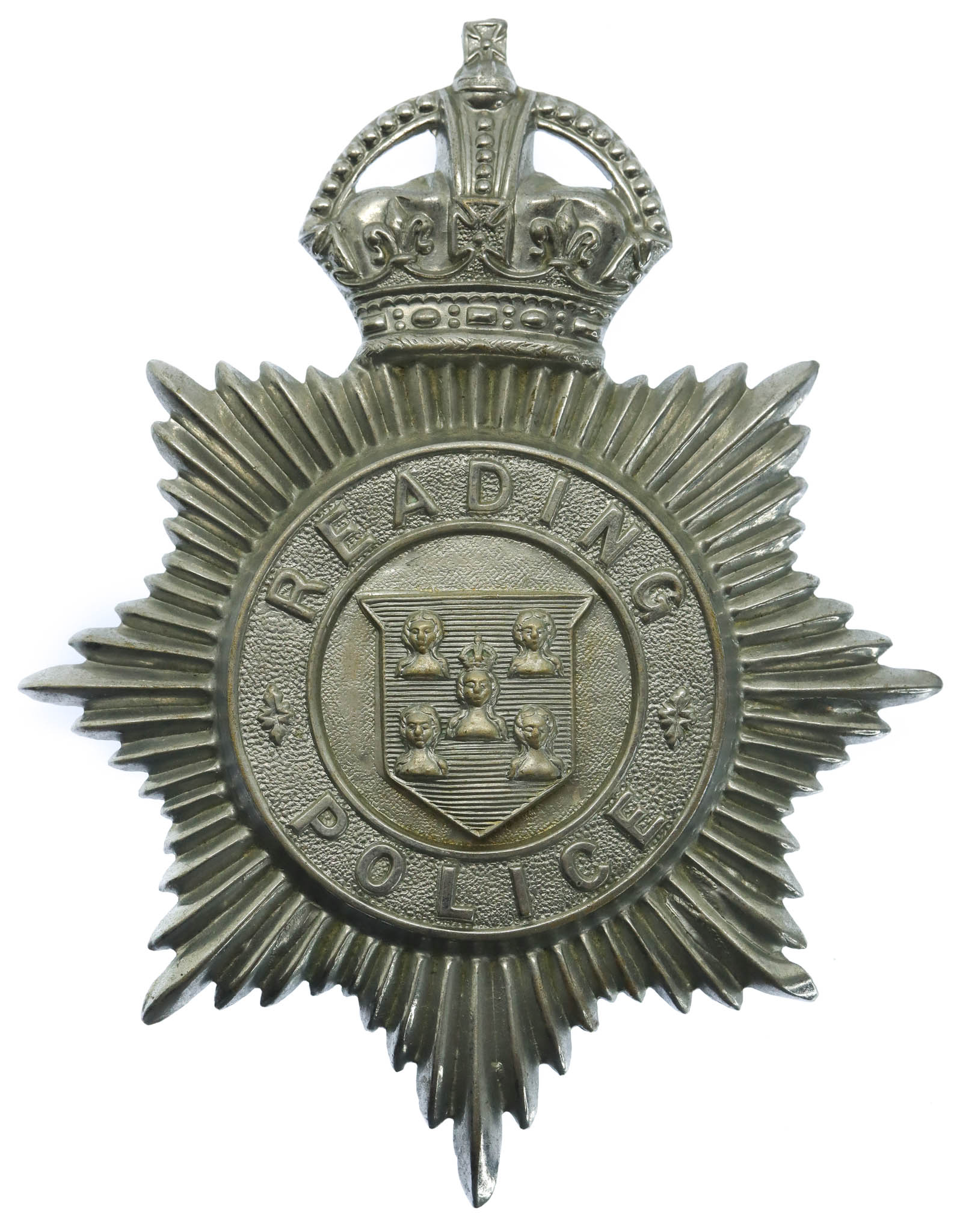 Reading Borough Police Helmet Plate - King's Crown