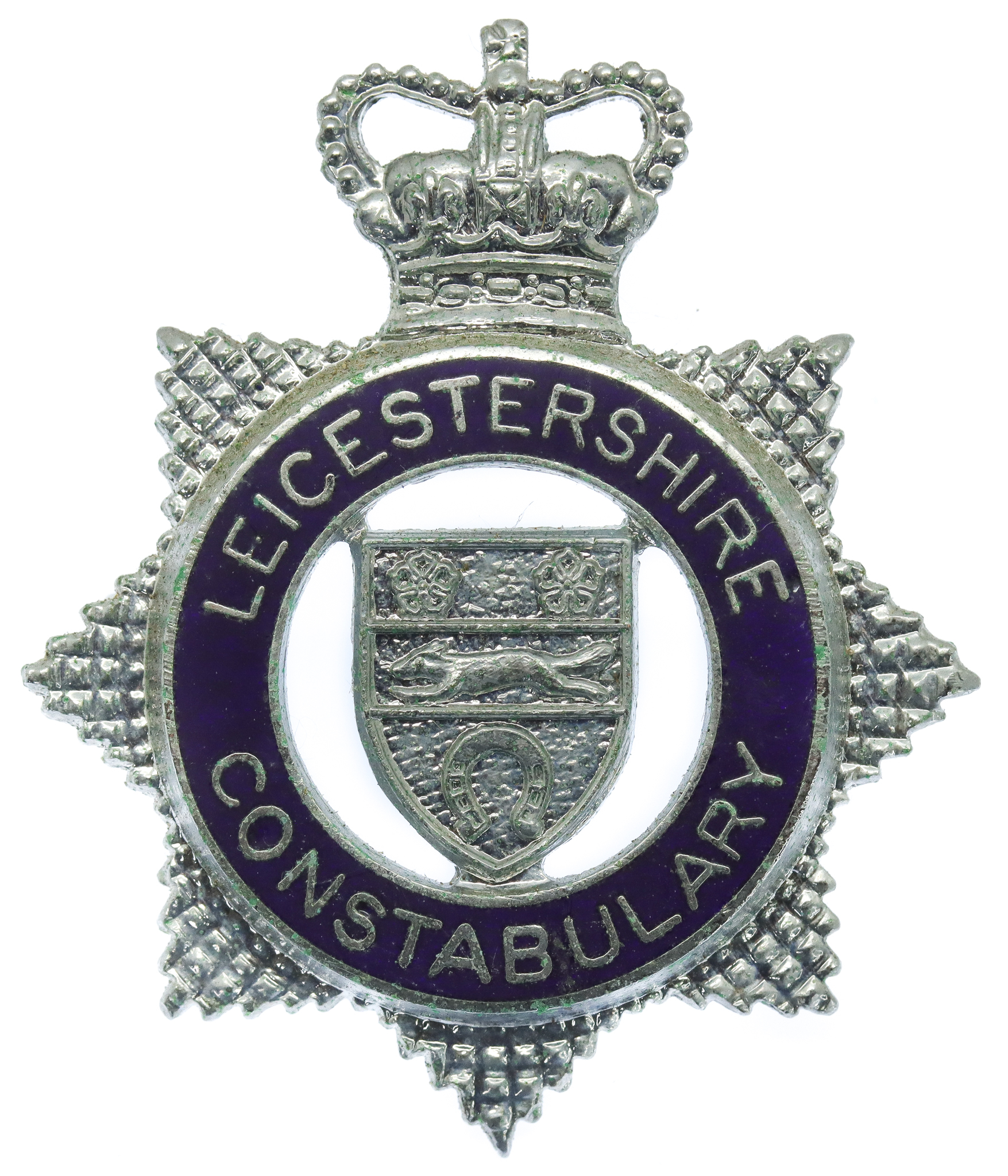 Leicestershire Constabulary Senior Officer's Enamelled Cap Badge - Queen's Crown