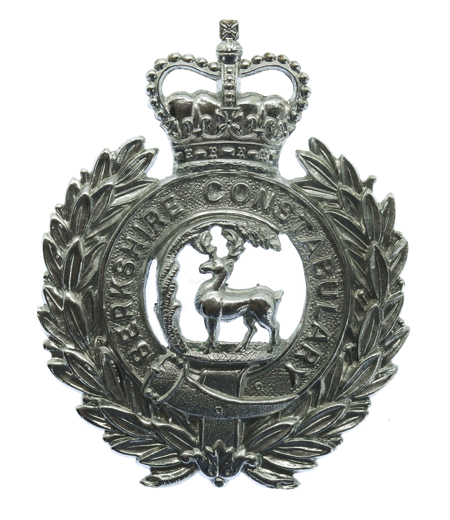 Berkshire Constabulary Wreath Helmet Plate - Queen's Crown