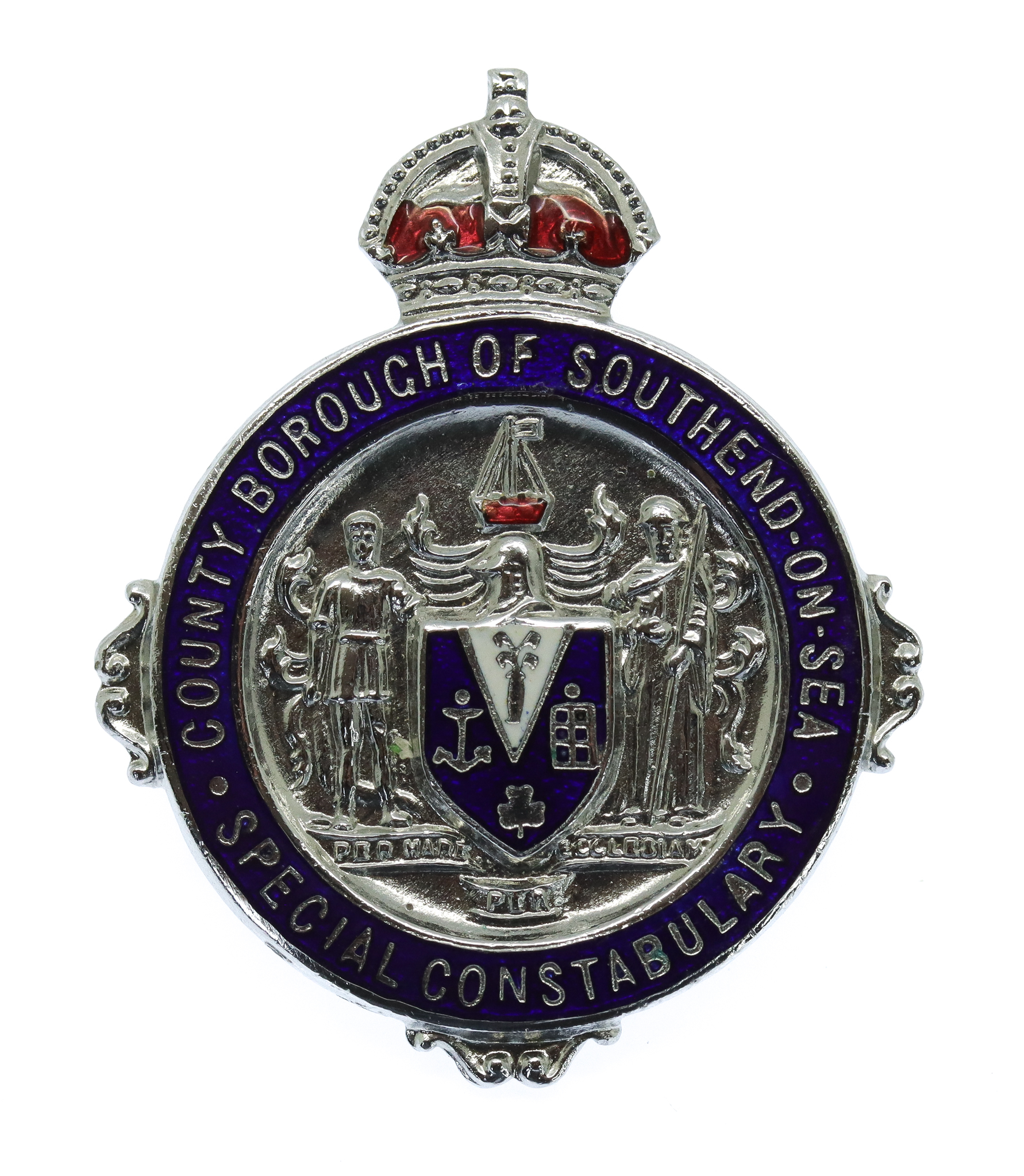 County Borough of Southend-on-Sea Special Constabulary Enamelled Cap Badge - King's Crown