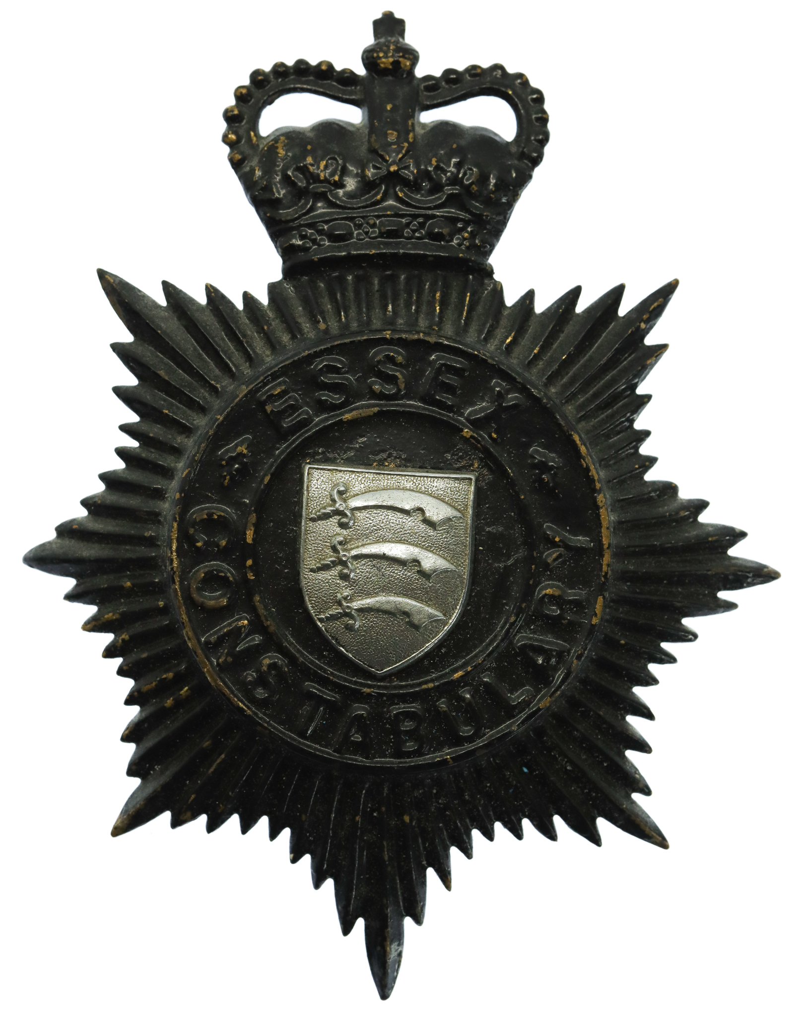 Essex Constabulary Night Helmet Plate - Queen's Crown