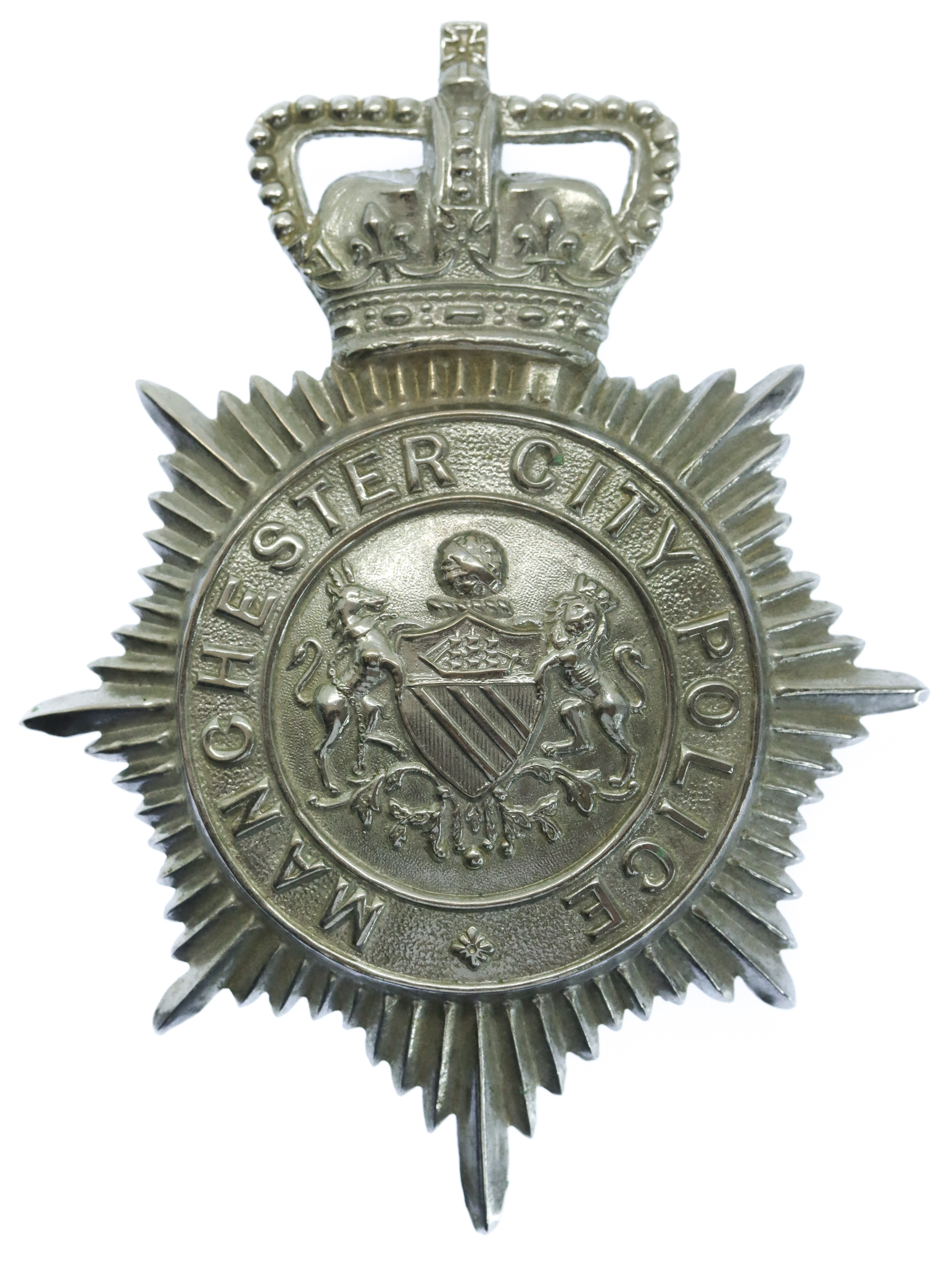 Manchester City Police Helmet Plate - Queen's Crown