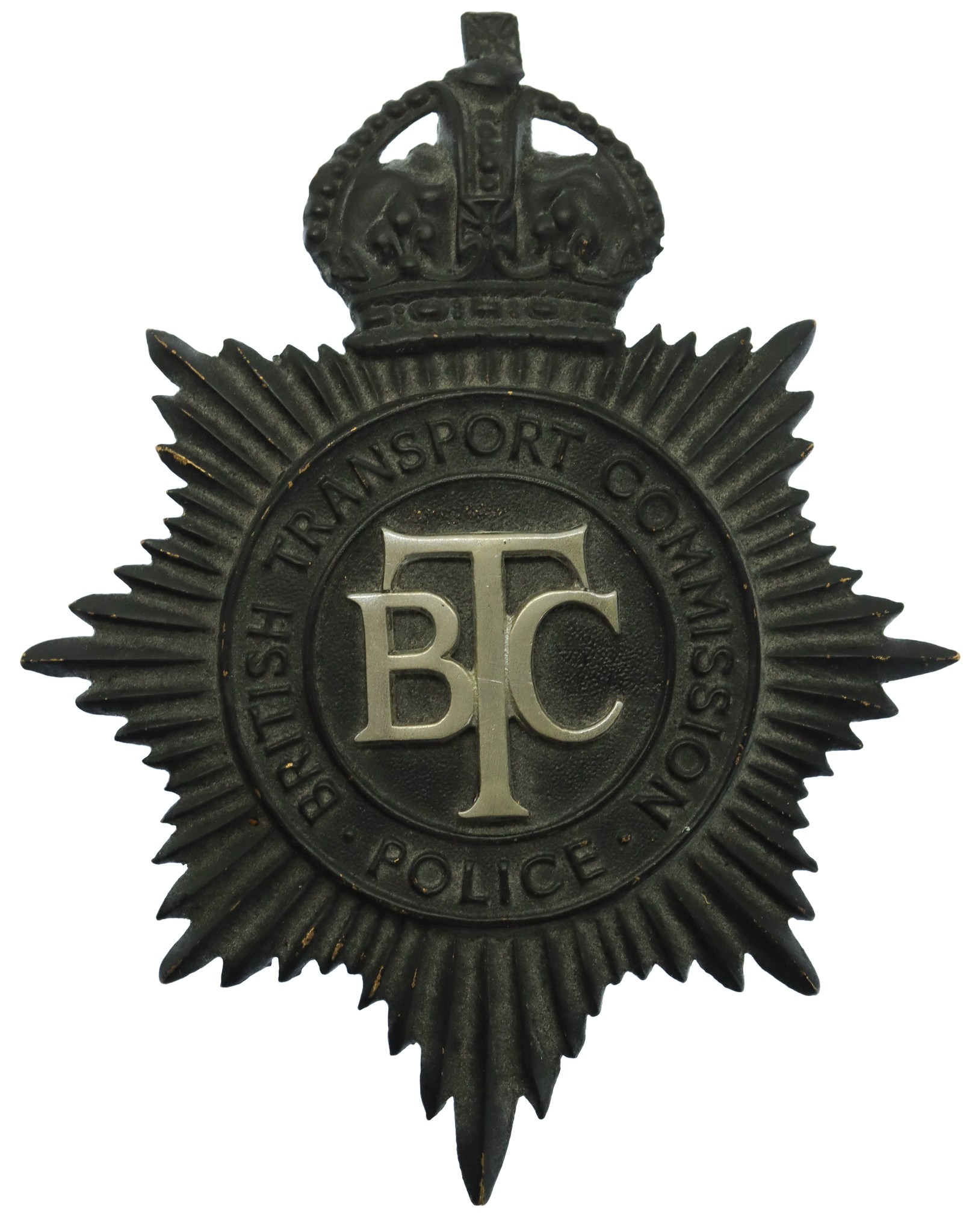 British Transport Commission (B.T.C.) Police Helmet Plate - King's Crown