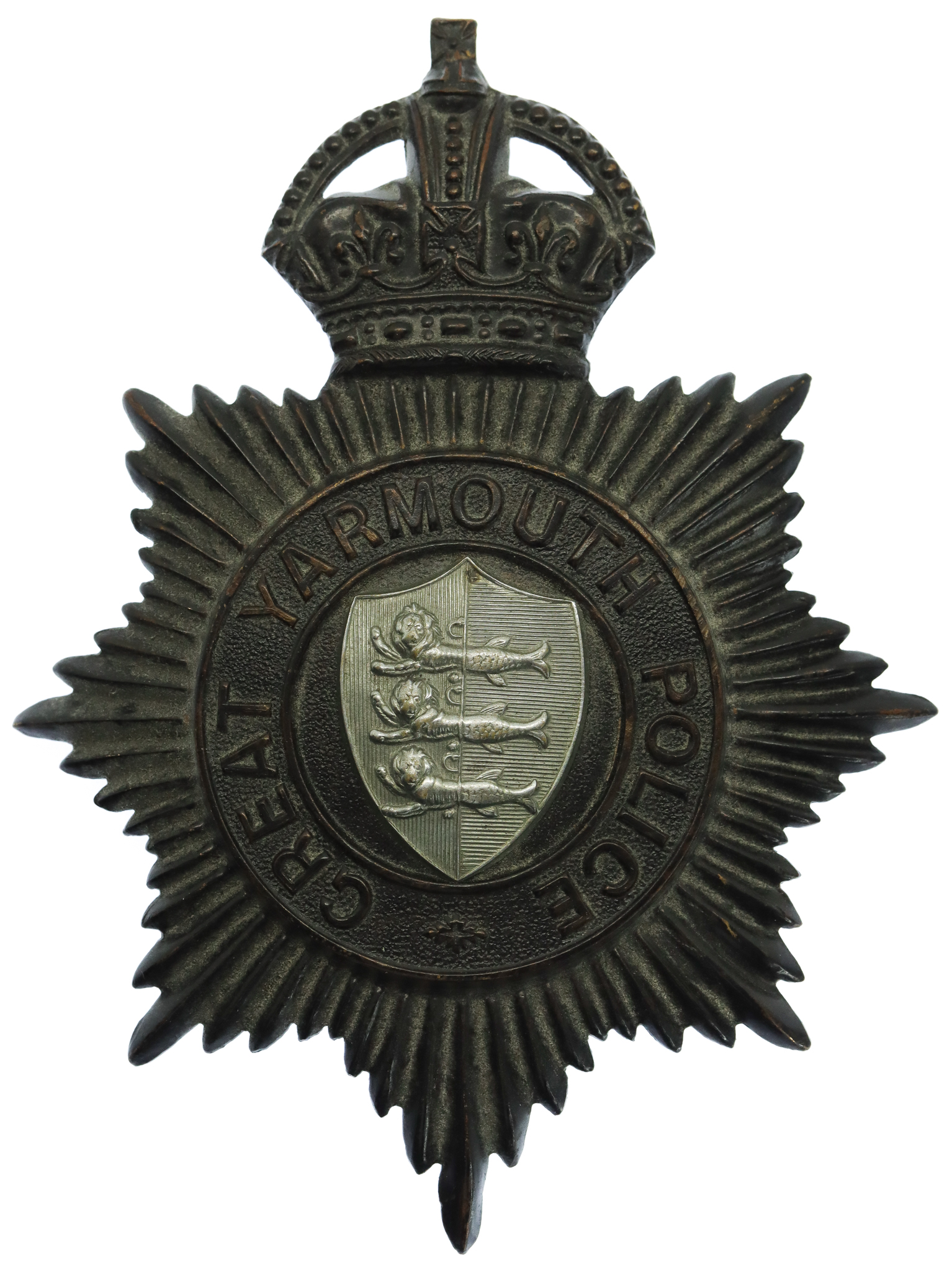 Great Yarmouth Police Night Helmet Plate - King's Crown