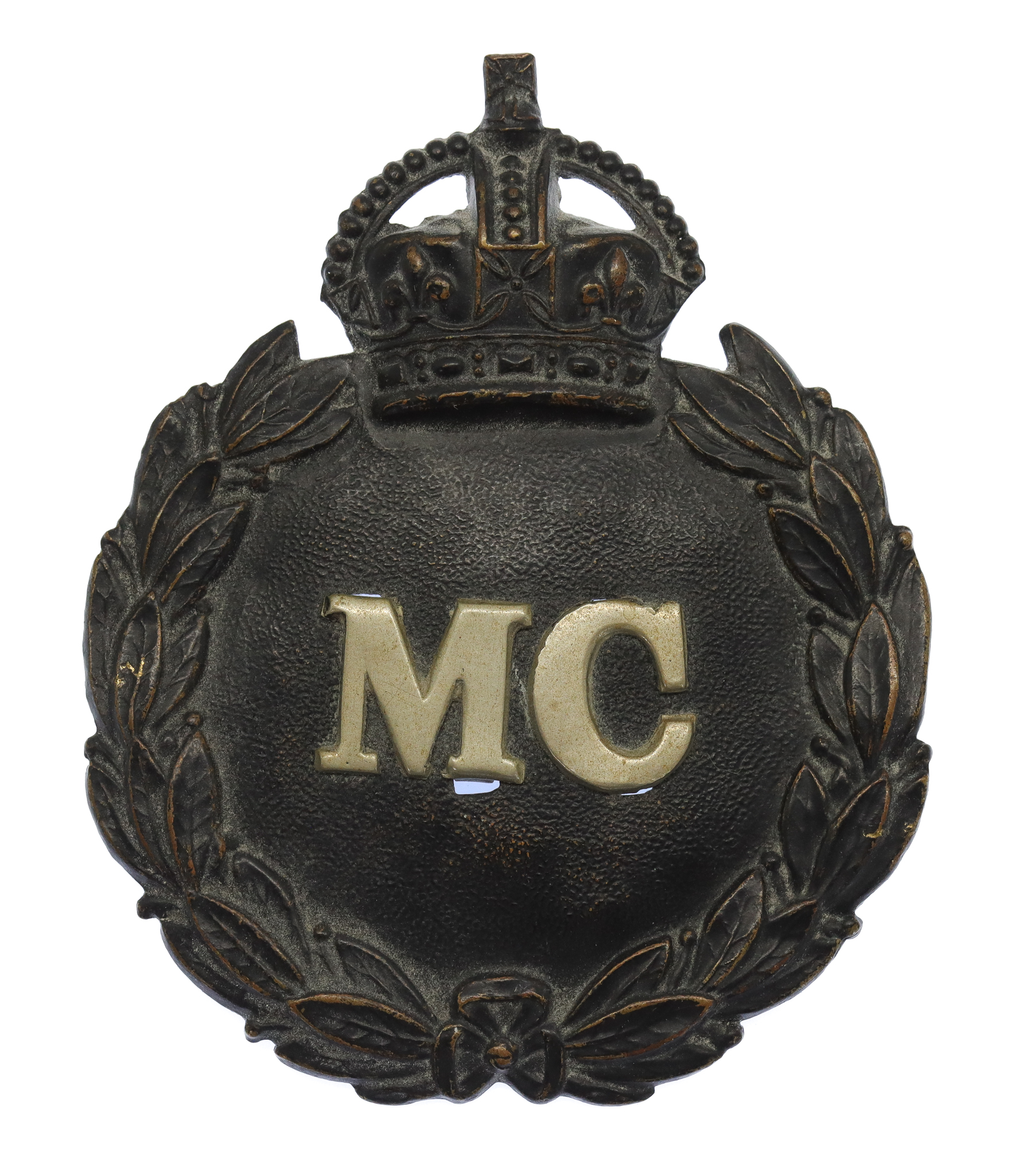 Monmouthshire Constabulary Black Wreath Helmet Plate - King's Crown