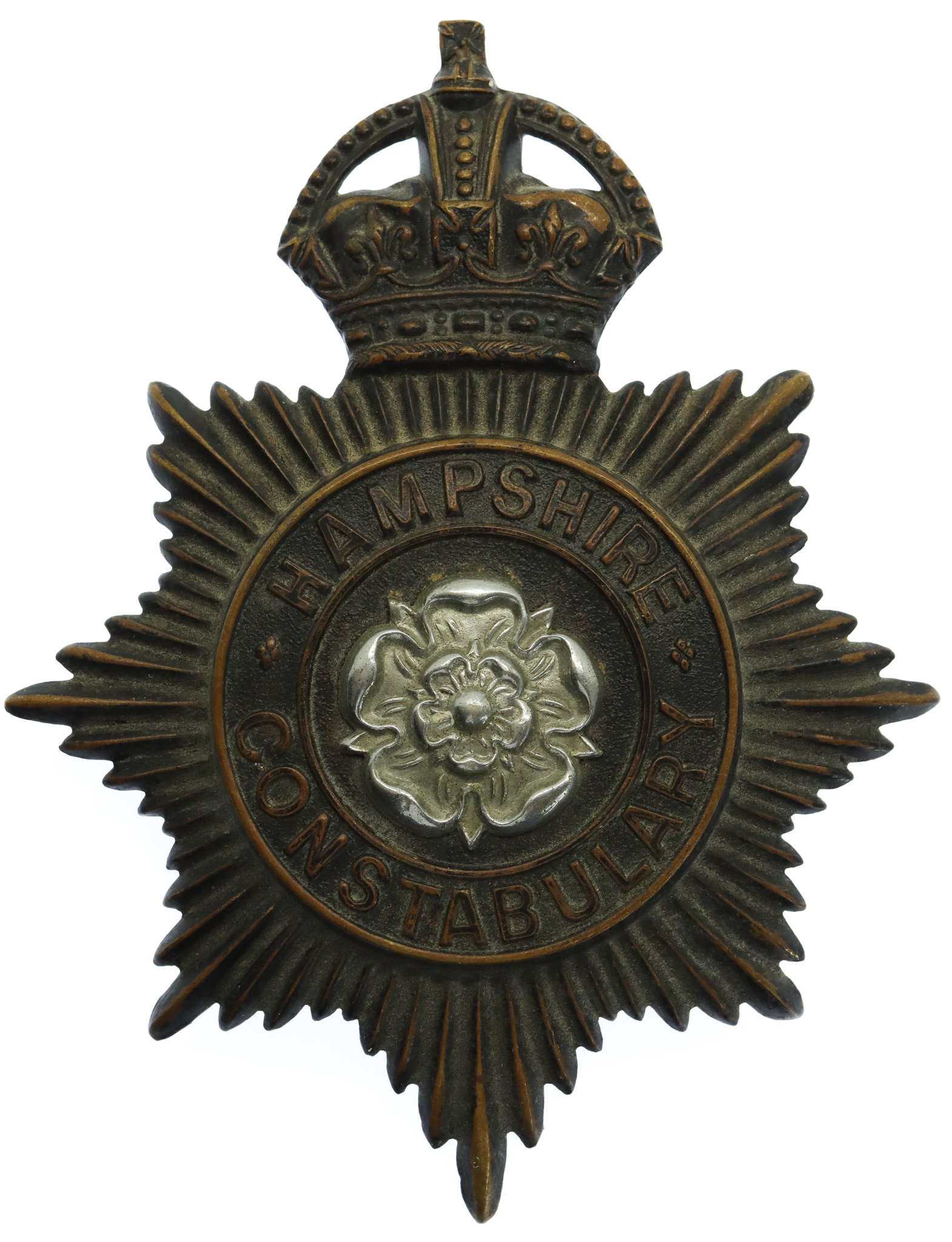 Hampshire Constabulary Night Helmet Plate - King's Crown