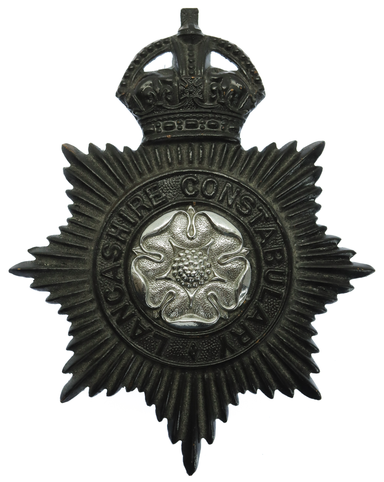 Lancashire Constabulary  Night Helmet Plate - King's Crown
