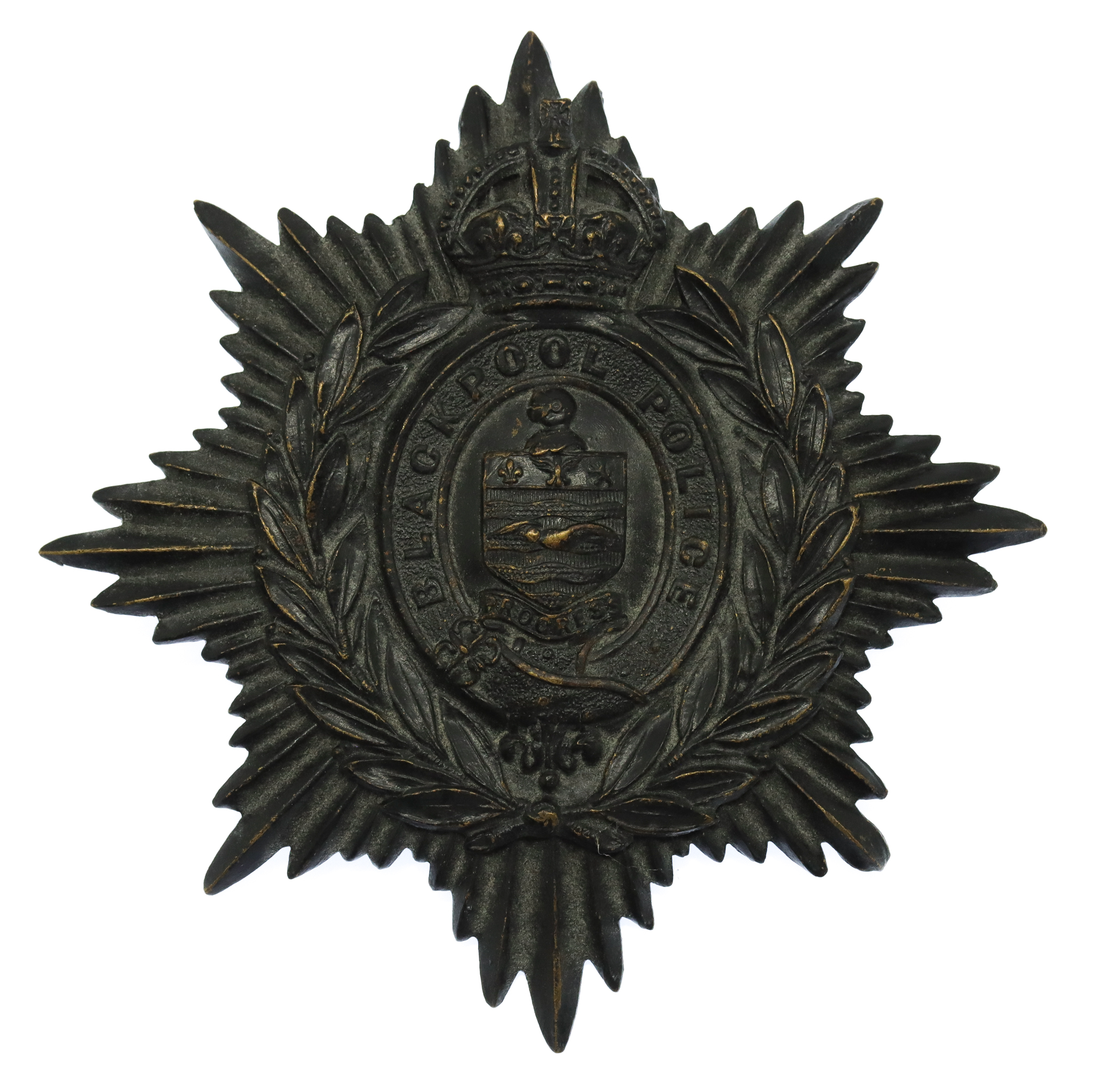 Blackpool Police Night Helmet Plate - King's Crown