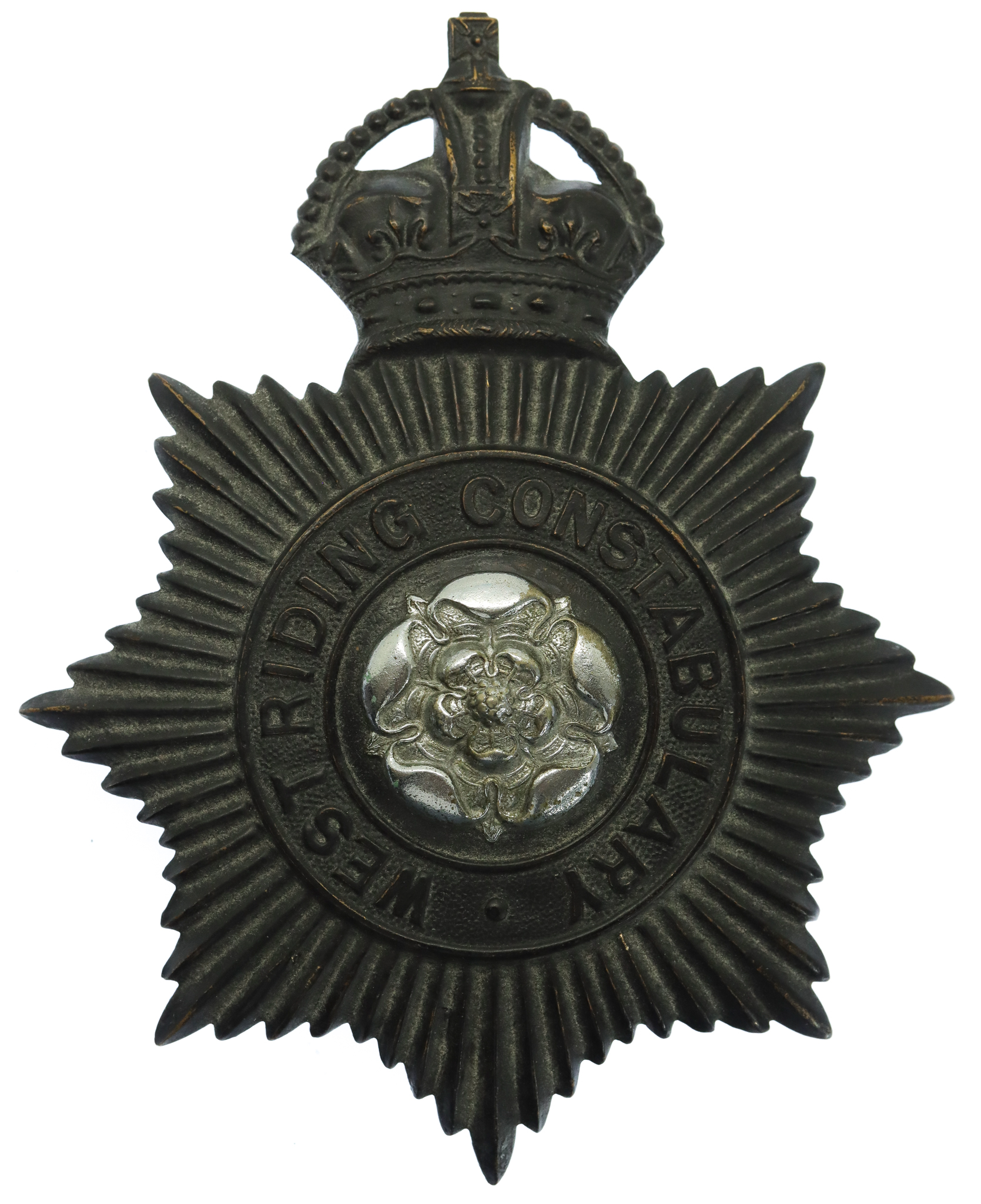 West Riding Constabulary Night Helmet Plate - King's Crown