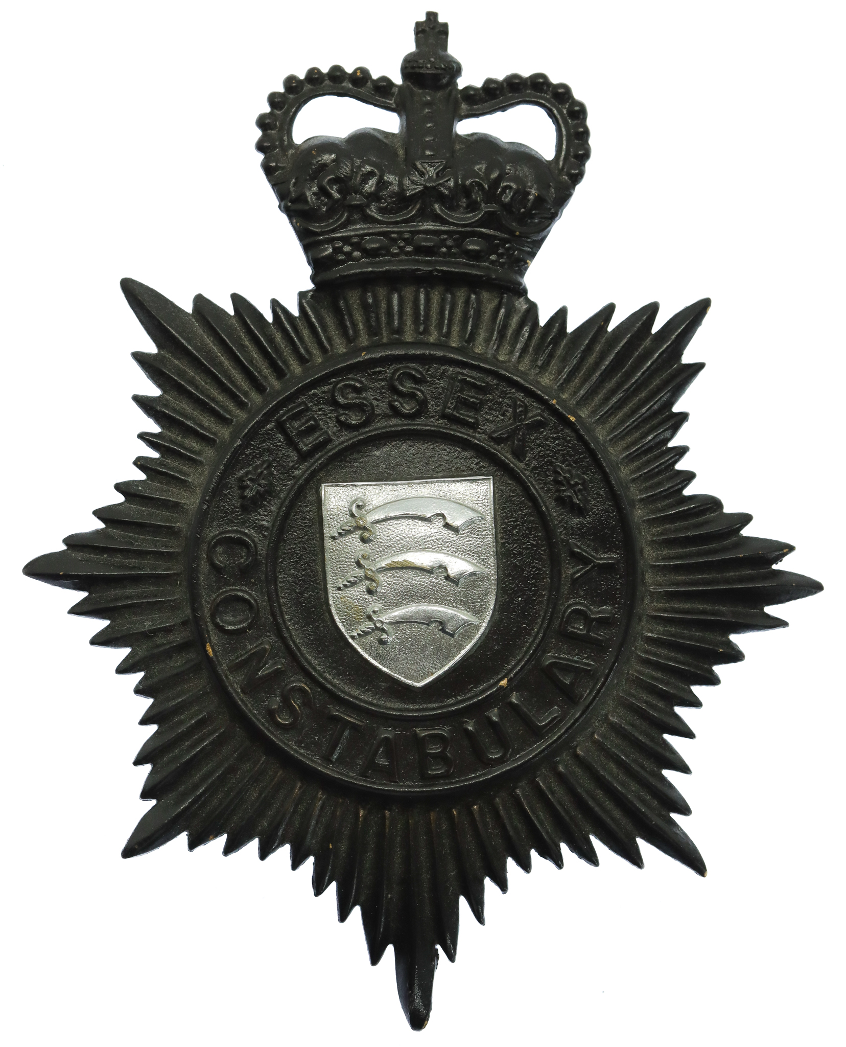 Essex Constabulary Night Helmet Plate - Queen's Crown