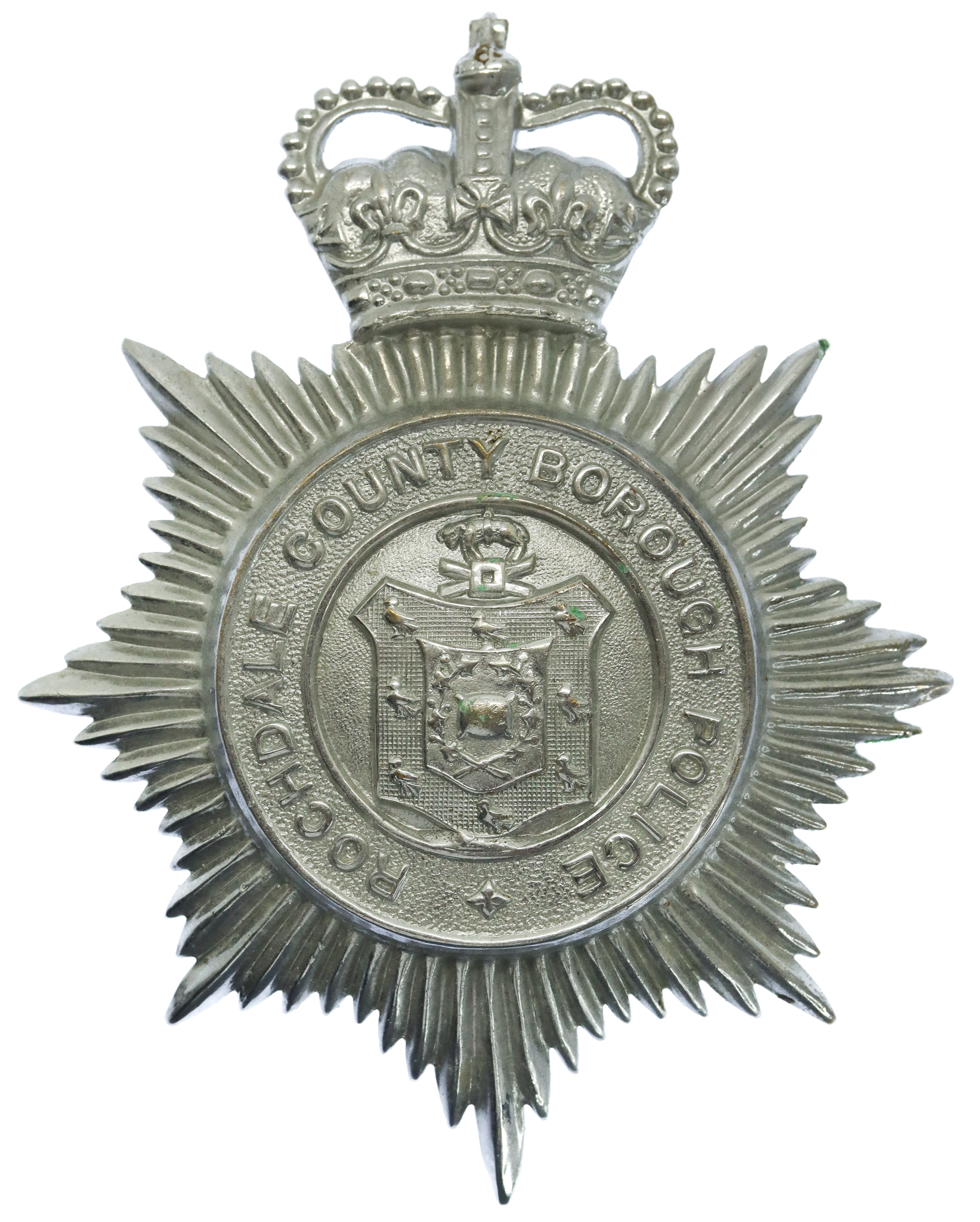 Rochdale County Borough Police Helmet Plate - Queen's Crown