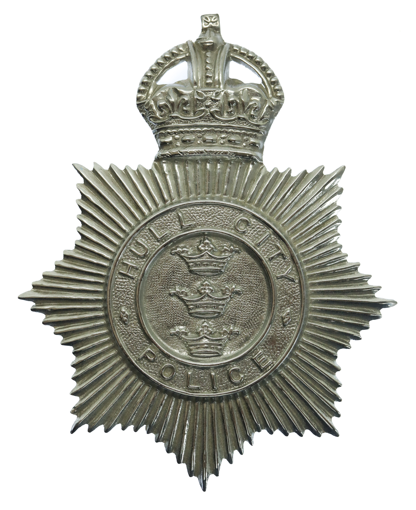Hull City Police Small Helmet Plate - King's Crown