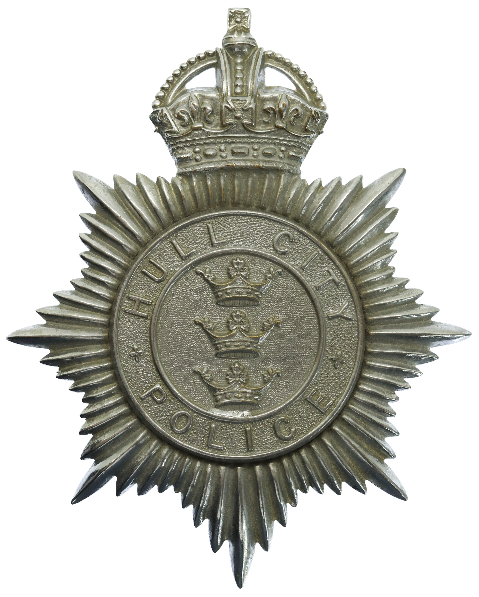 Hull City Police Helmet Plate - King's Crown