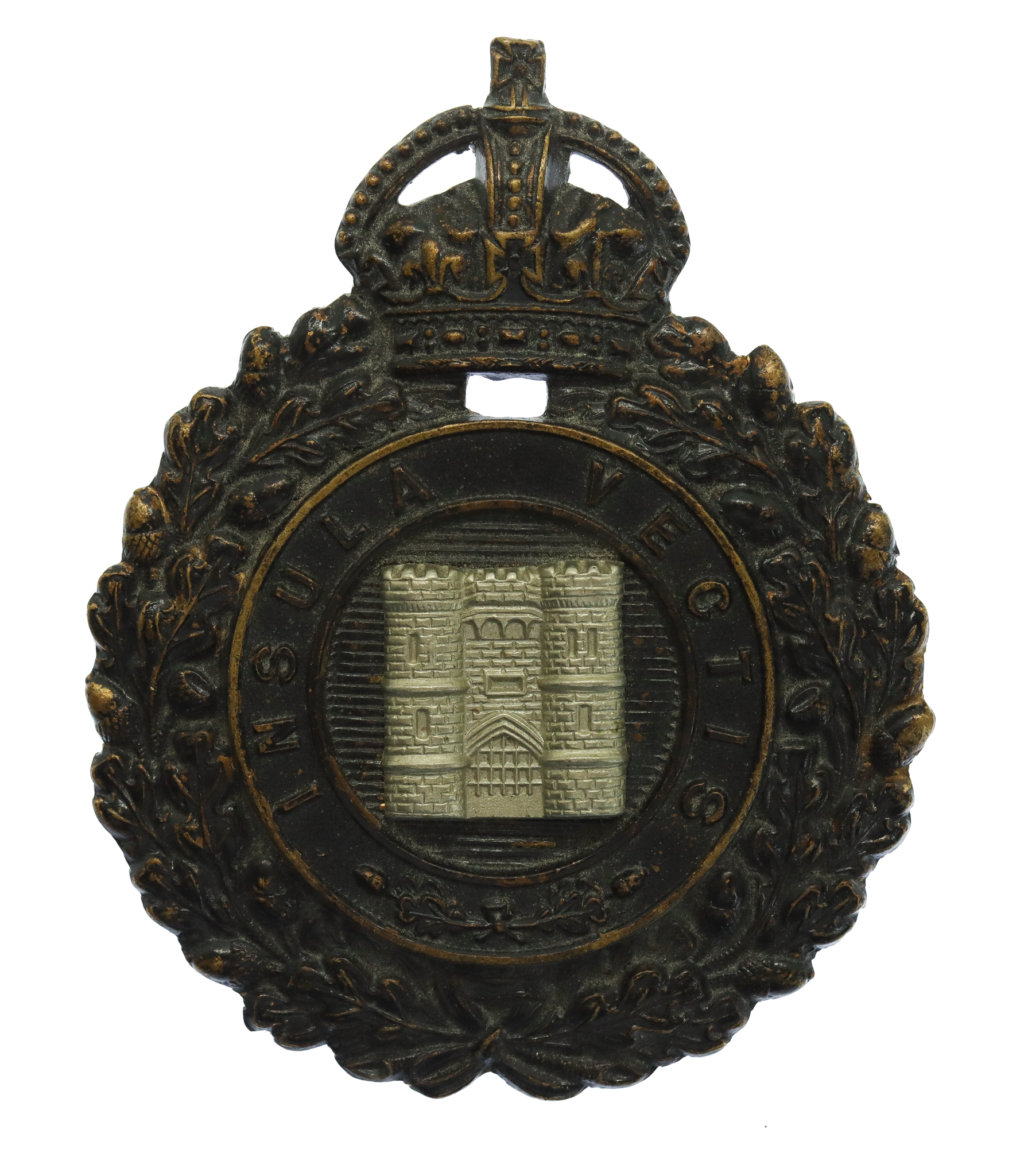 Isle of Wight Police Black Wreath Helmet Plate - King's Crown