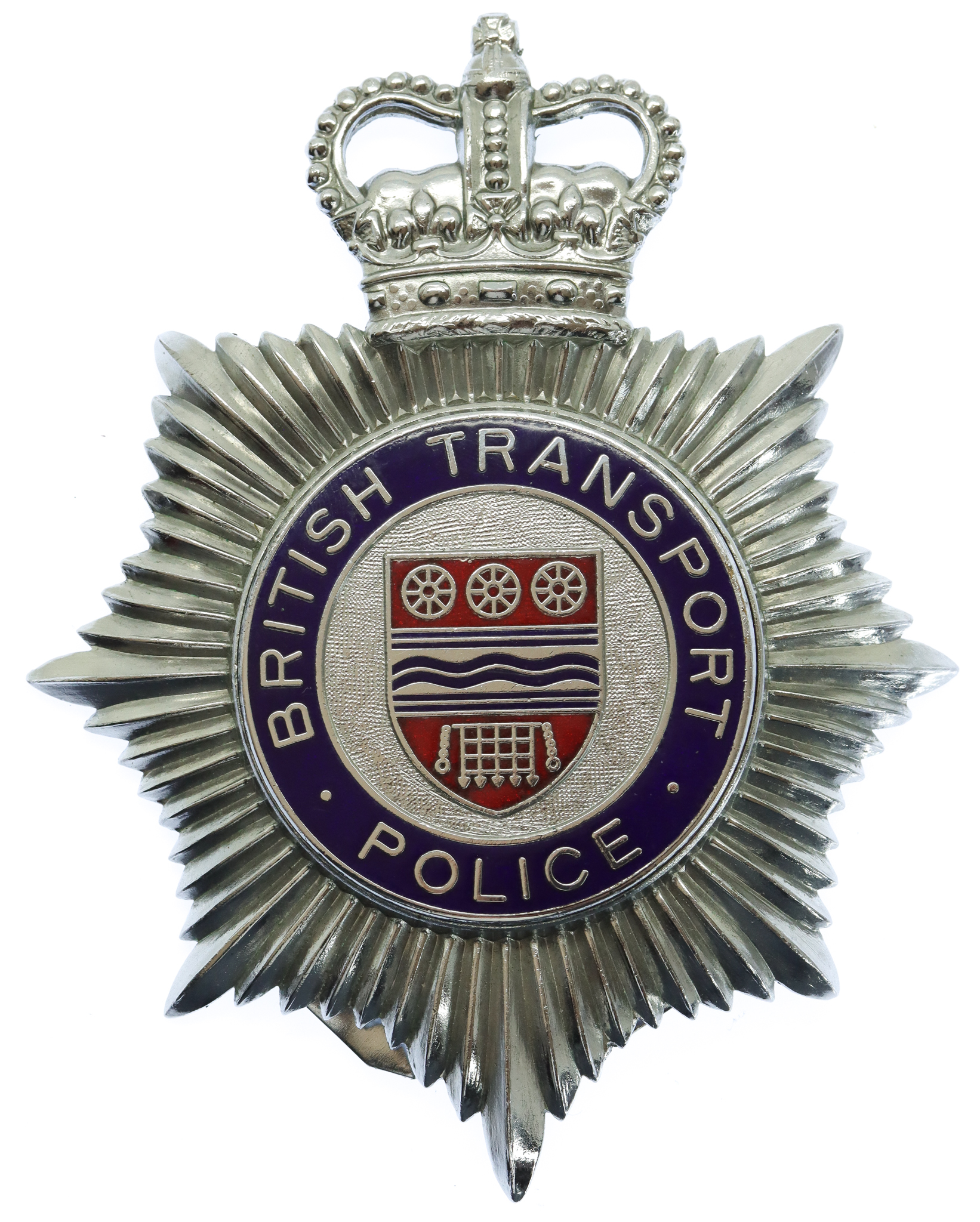 British Transport Police (B.T.P.) Enamelled Hemet Plate - Queen's Crown